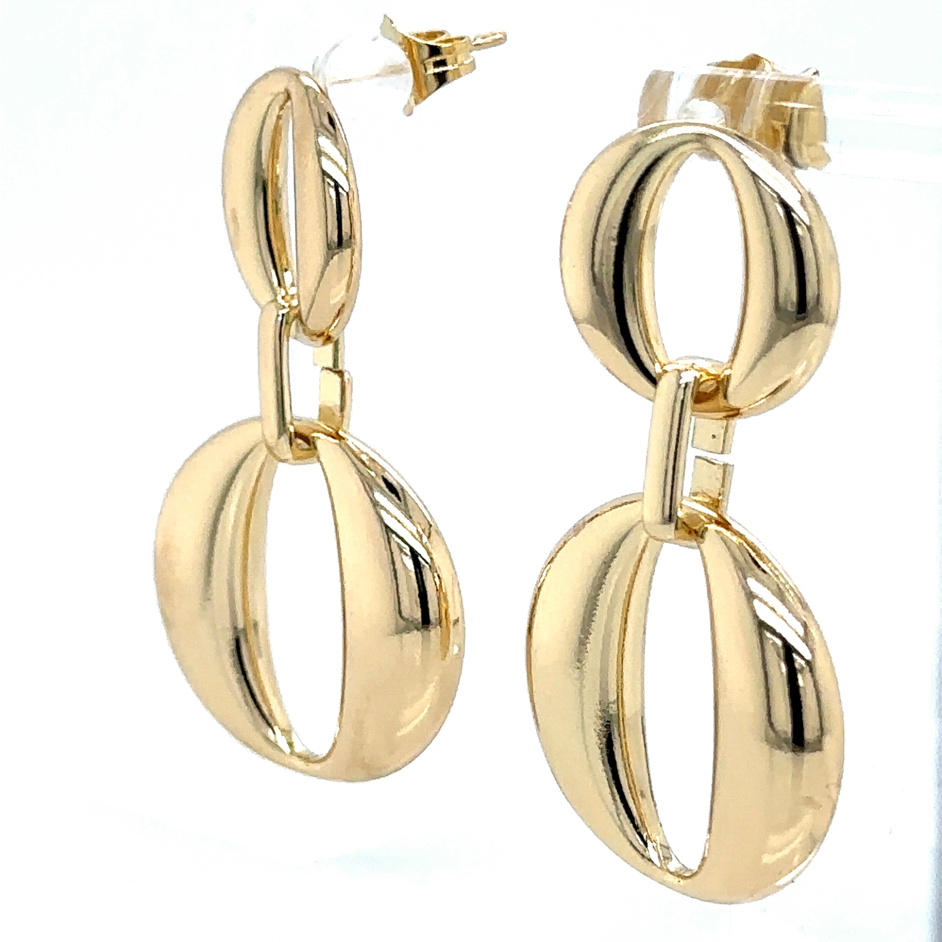 Chic Double Oval Drop Earrings in Gold Plating image 2
