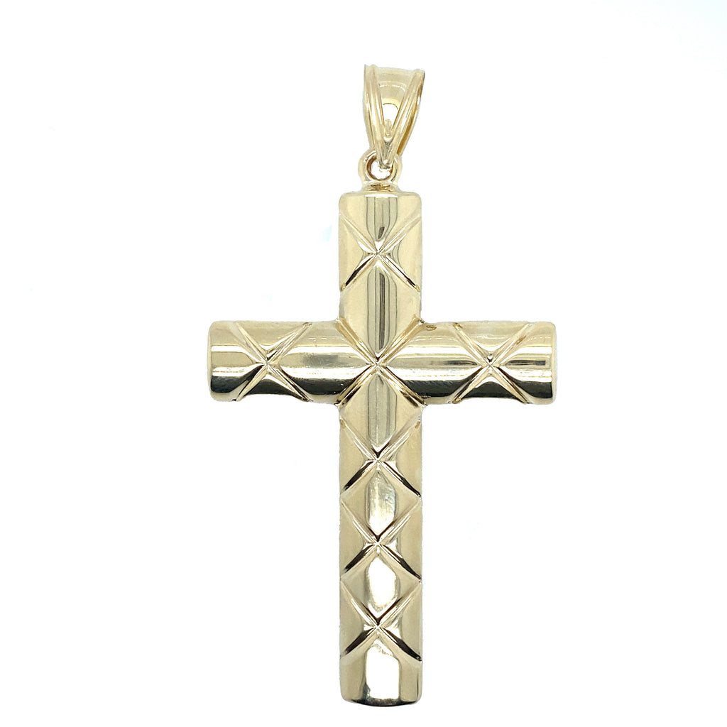 14k Two Tone Hollow Crucifix Pendant image 1