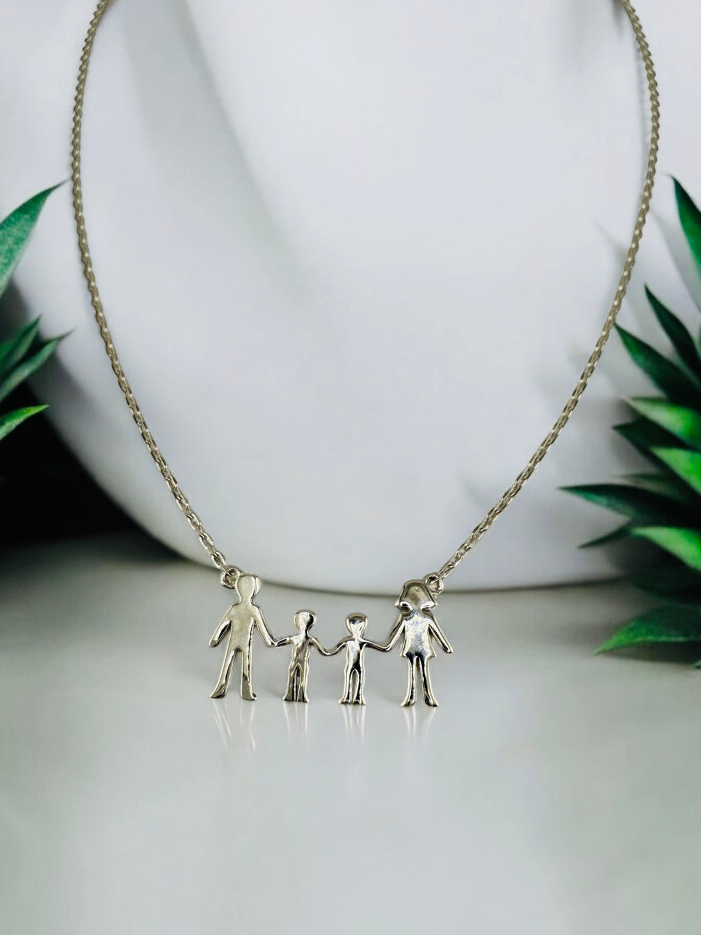 Sterling Silver Family Necklace-Mom Dad & Kids Pendant image 2