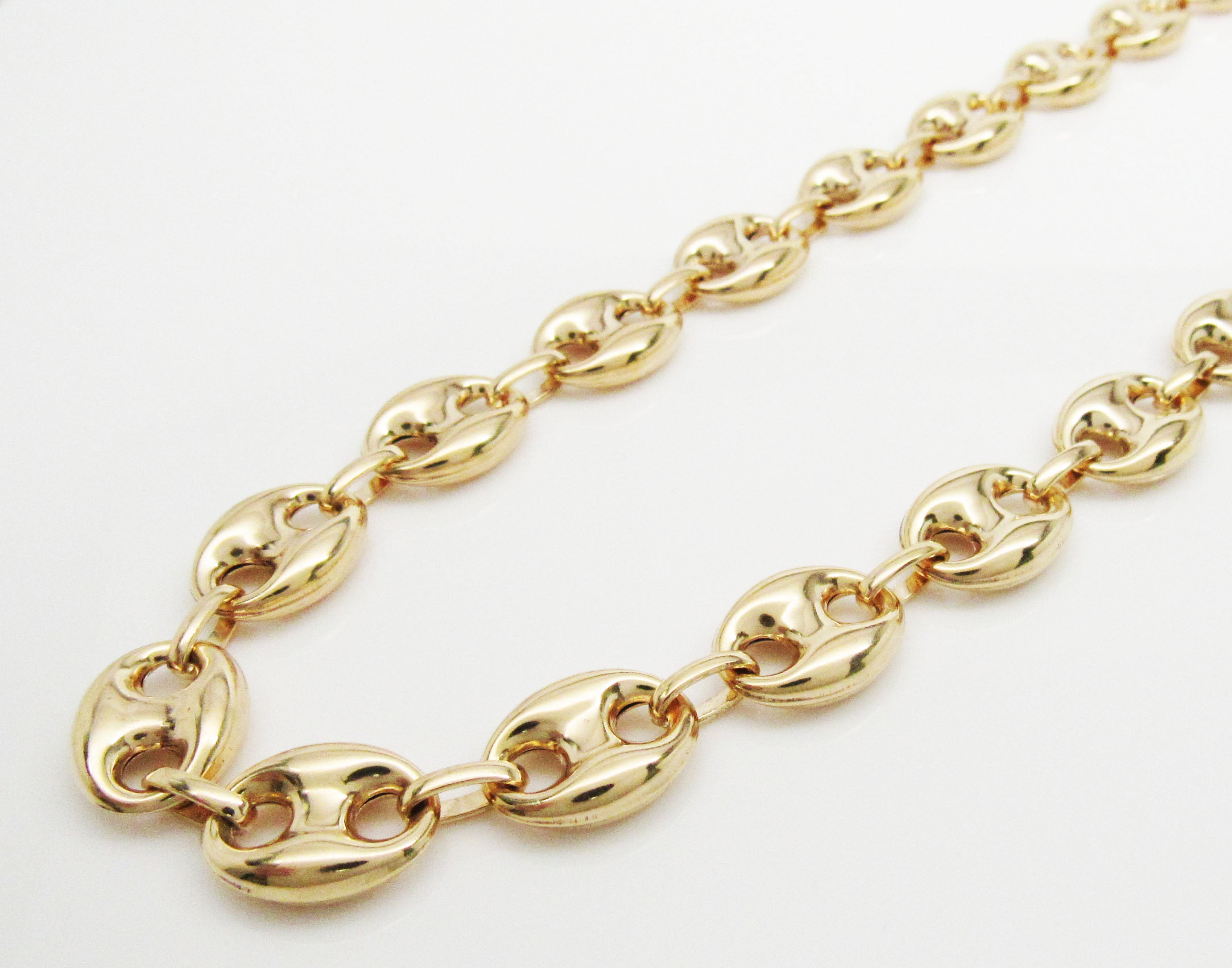 Puffed Mariner Anchor Link Chain Real 14K Yellow Gold-Hollow image 5