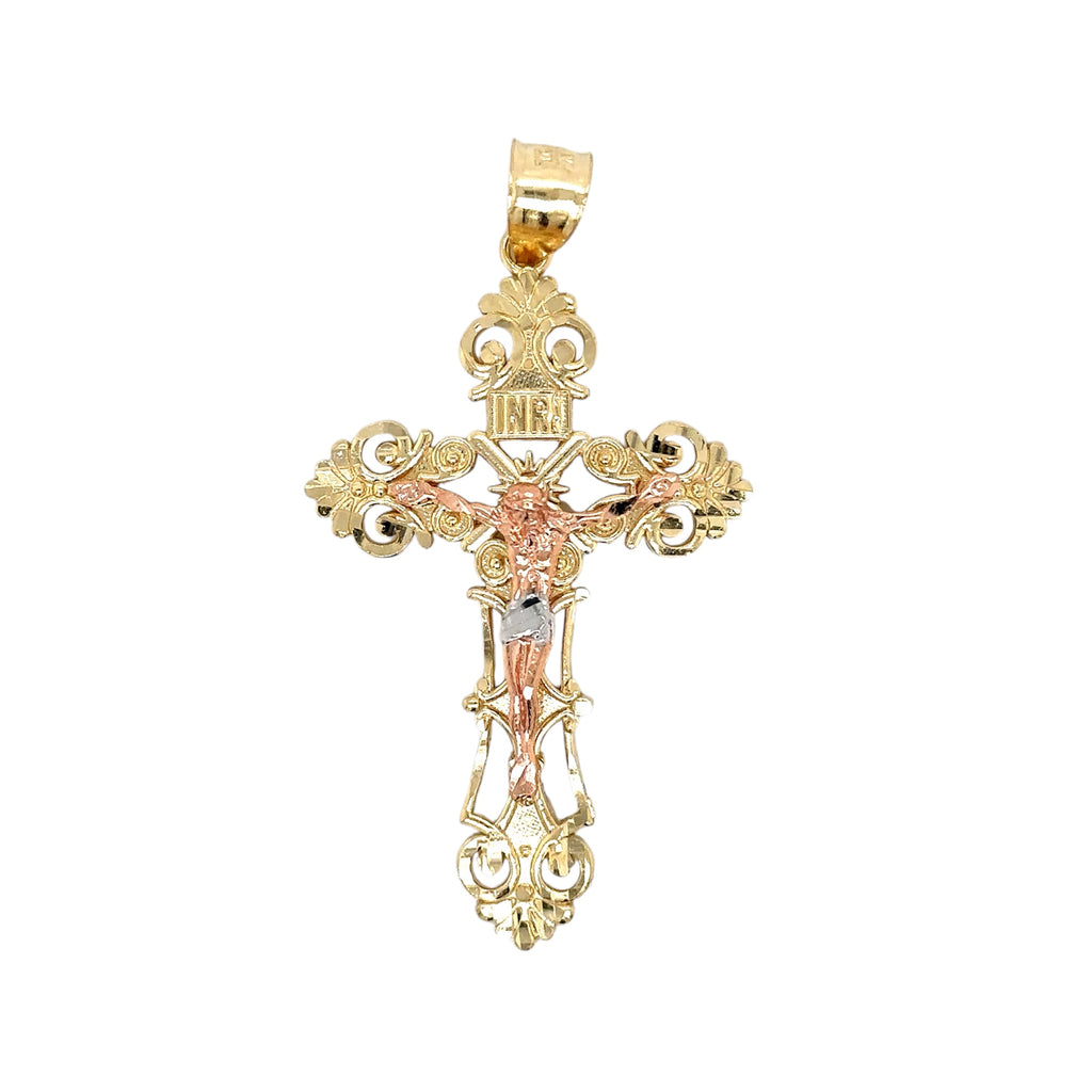 14K Real Gold Cross Pendant - Gold Crucifix Pendant - Unisex Crucifix Pendant  - image 1