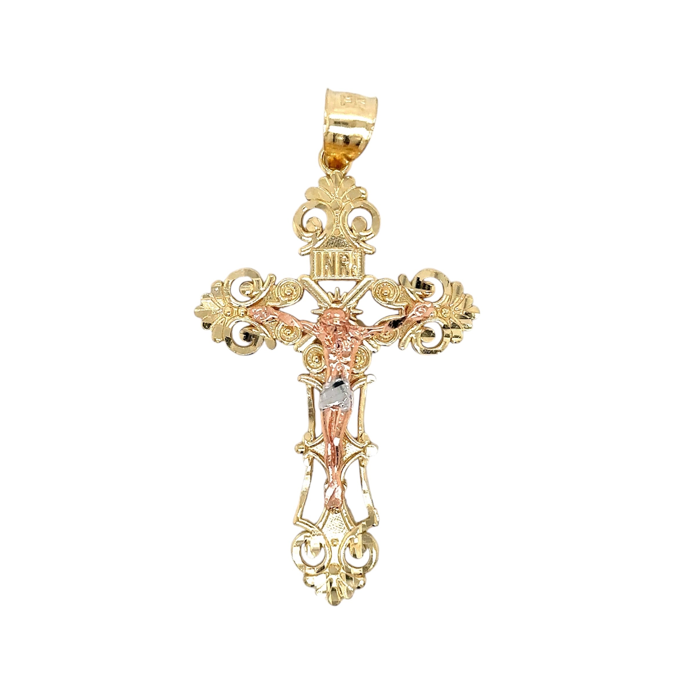 14K Real Gold Cross Pendant - Gold Crucifix Pendant - Unisex Crucifix Pendant  - image 1