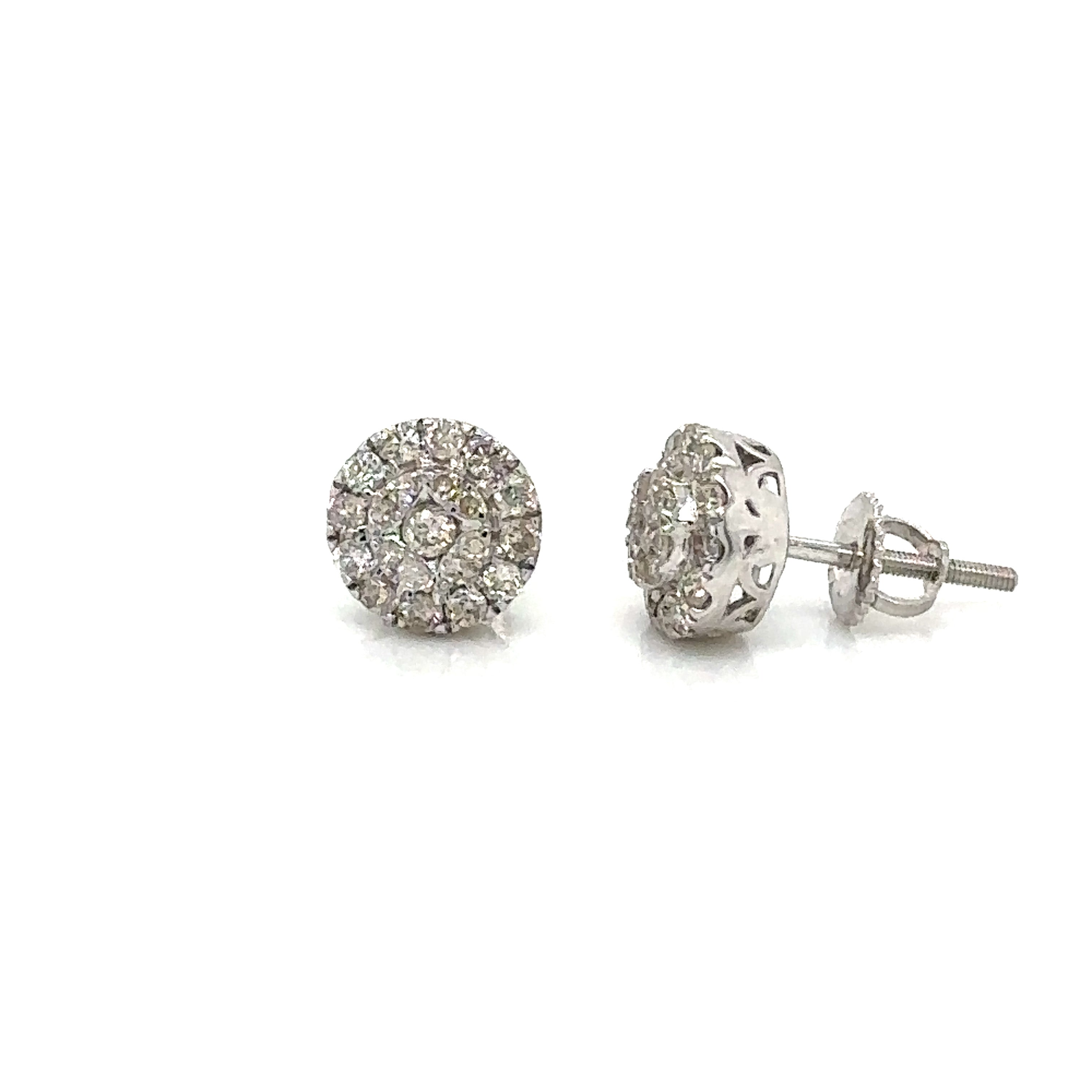 14k Gold 0,58Ct Diamond Earrings, Real Diamond Cluster Earrings, 14K Solid Gold image 1