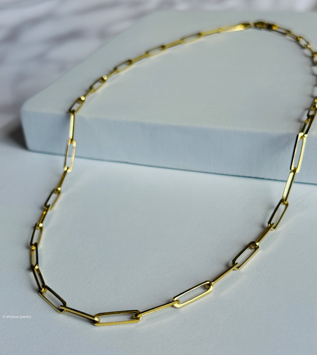 14K Solid Paperclip Chain Necklace image 3