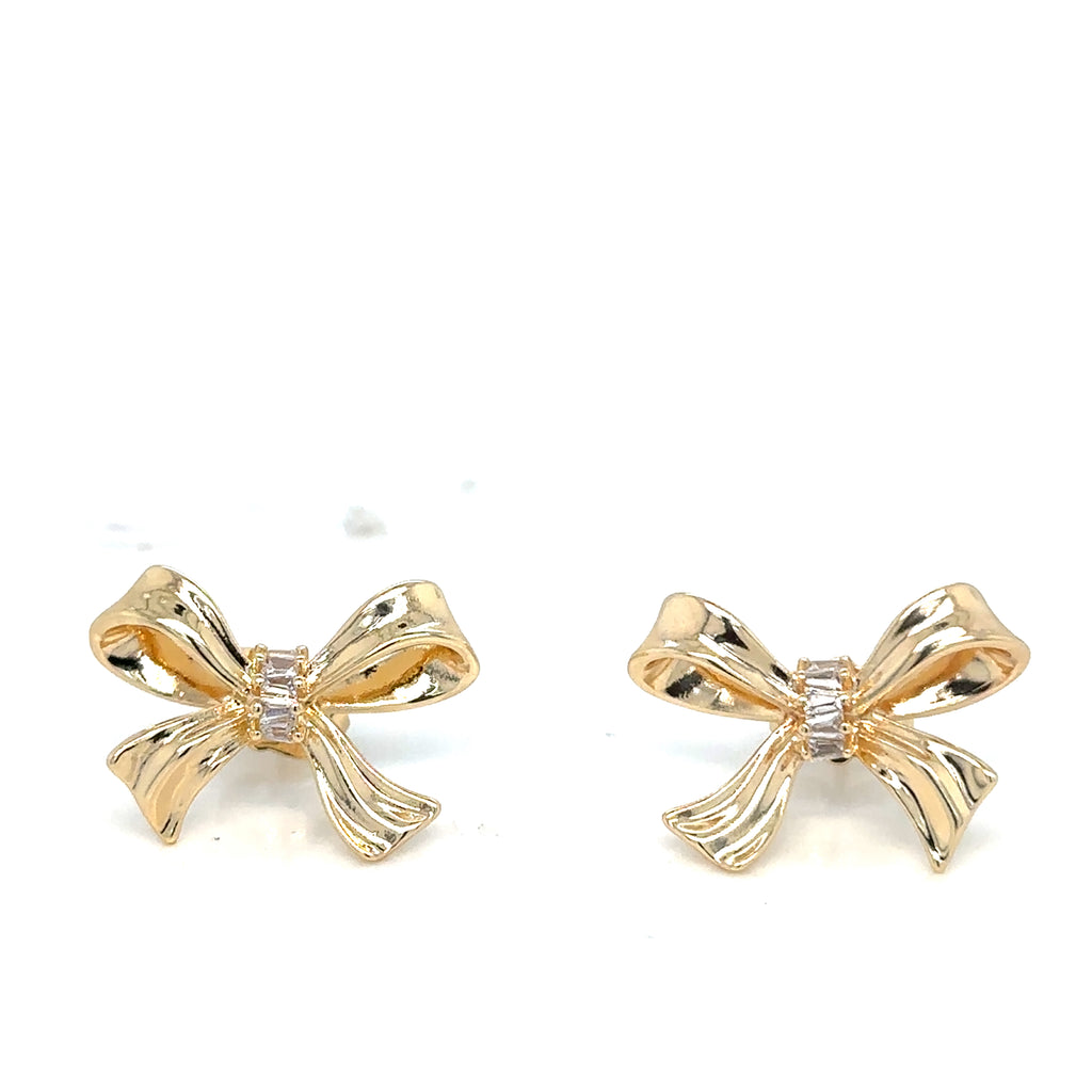 Delicate Gold-Plated Bow Necklace & Earring Set image 1
