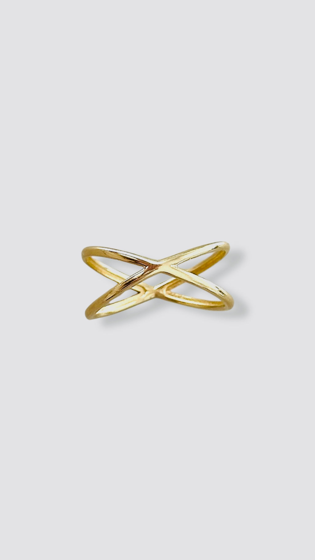 14K Solid Gold X Ring – Minimalist Crossover Band, Dainty Criss Cross Ring, Ever image 3