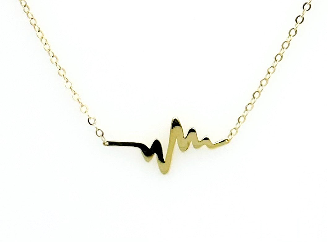 14K Custom Designed Heartbeat Necklace image 0