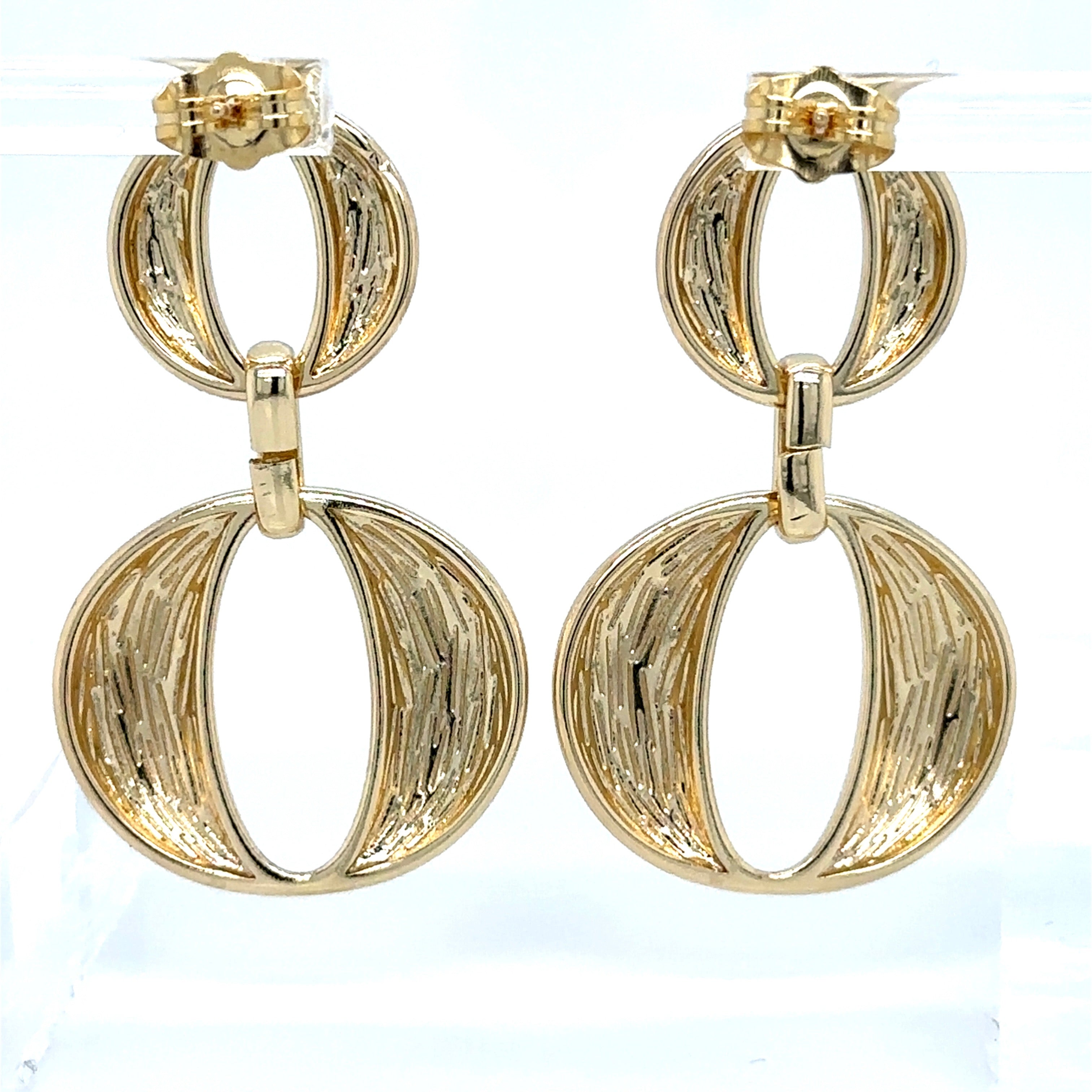 Chic Double Oval Drop Earrings in Gold Plating image 5