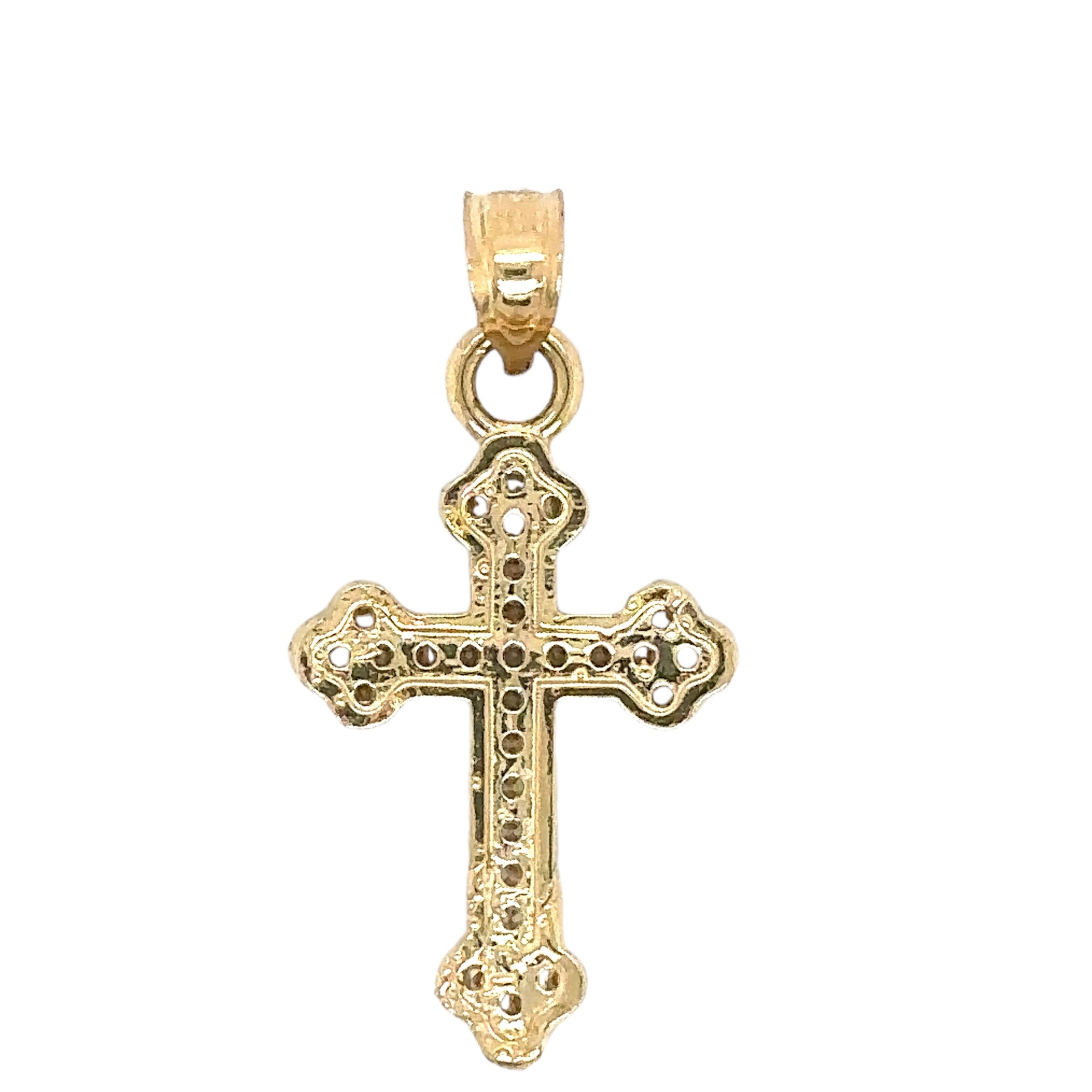 14K Solid Gold Cross Pendant - Gold Crucifix Charm - Unisex Crucifix Charm - Ele image 3