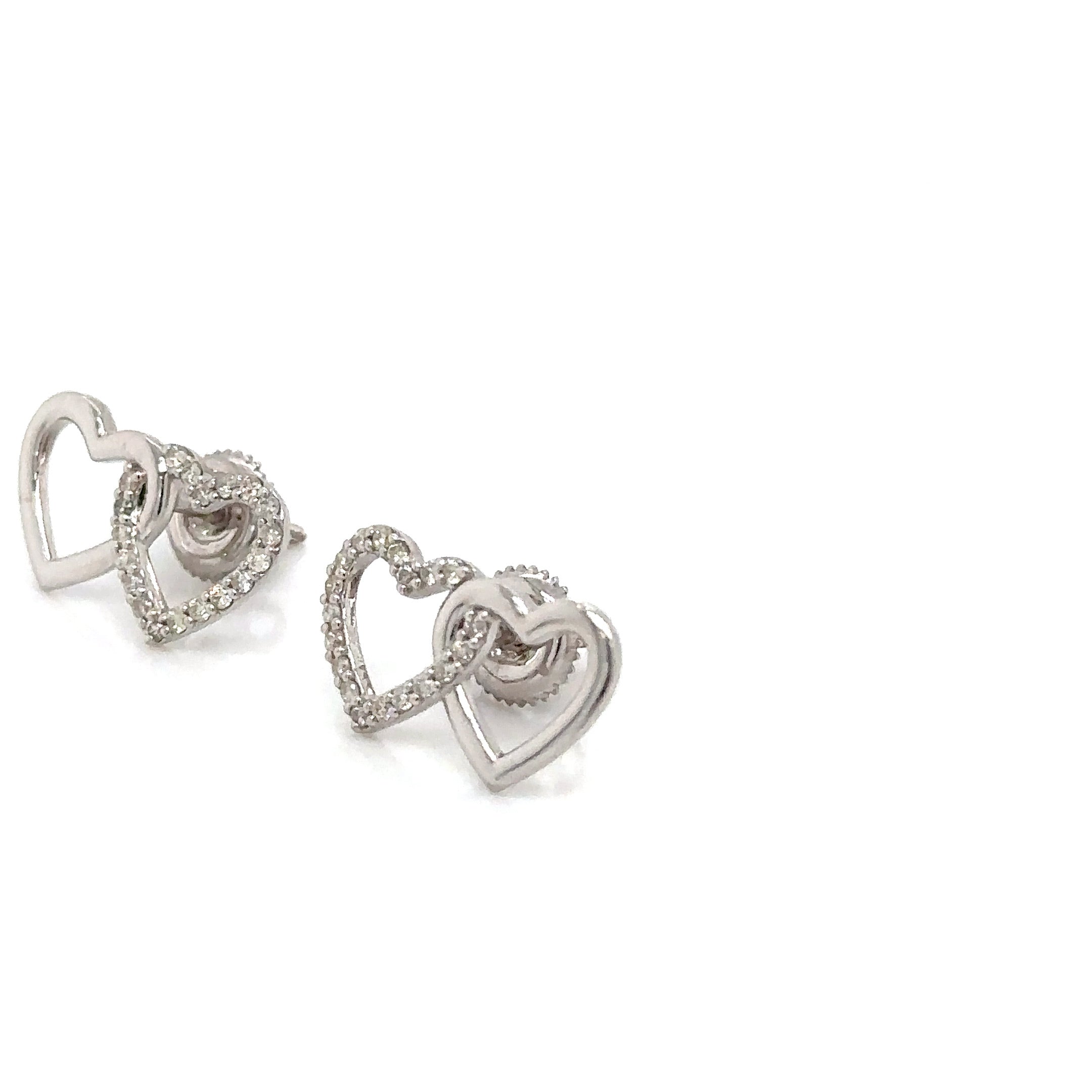 14k Gold 0,30Ct Diamond Earrings,Real Diamond Earrings,14K Solid Gold Heart Earr image 2