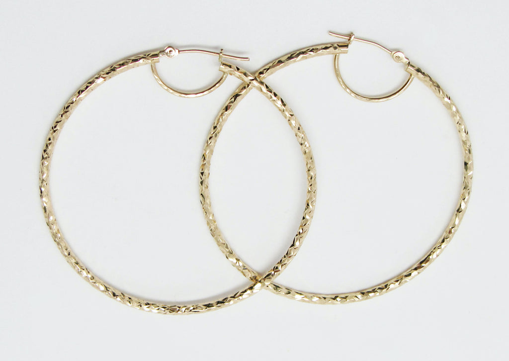 Diamond Cut Hoop Earring Real 10K Gold-Hollow image 0