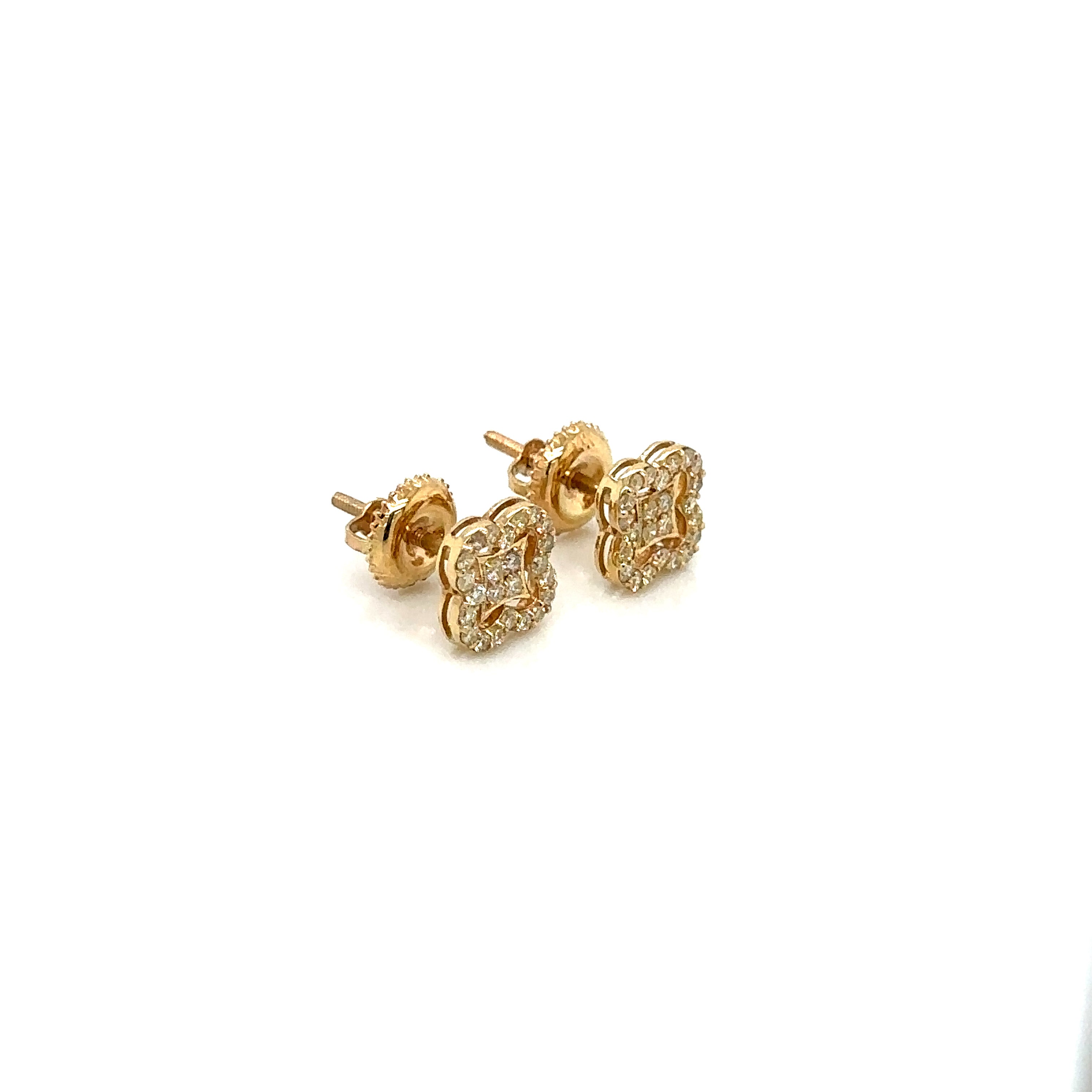 14k Gold 0,37Ct Diamond Earrings, Real Diamond Earrings, 14K Solid Gold Floral image 1