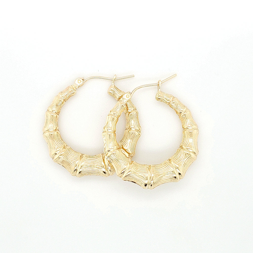 Bamboo Hoop Earring in Yellow Gold image 6