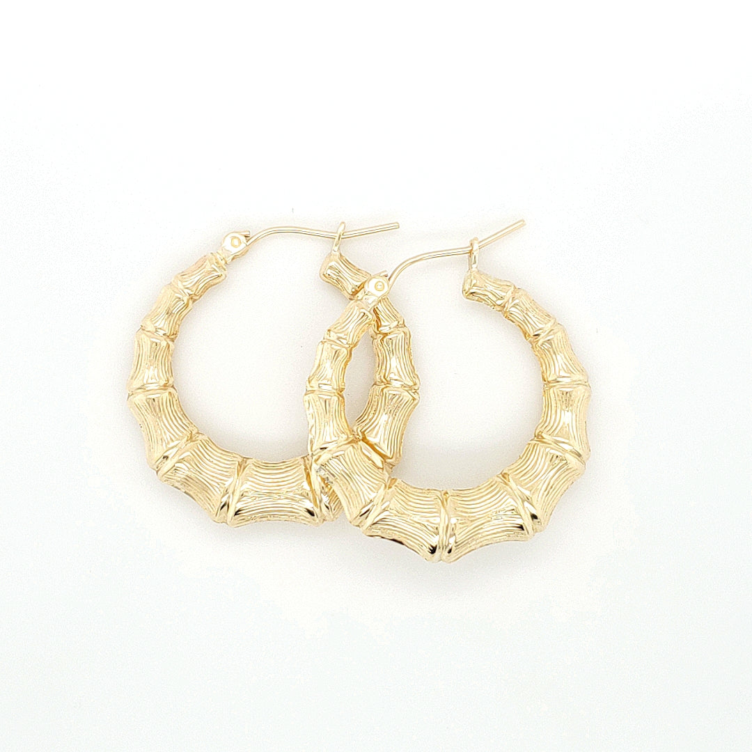Bamboo Hoop Earring in Yellow Gold image 6