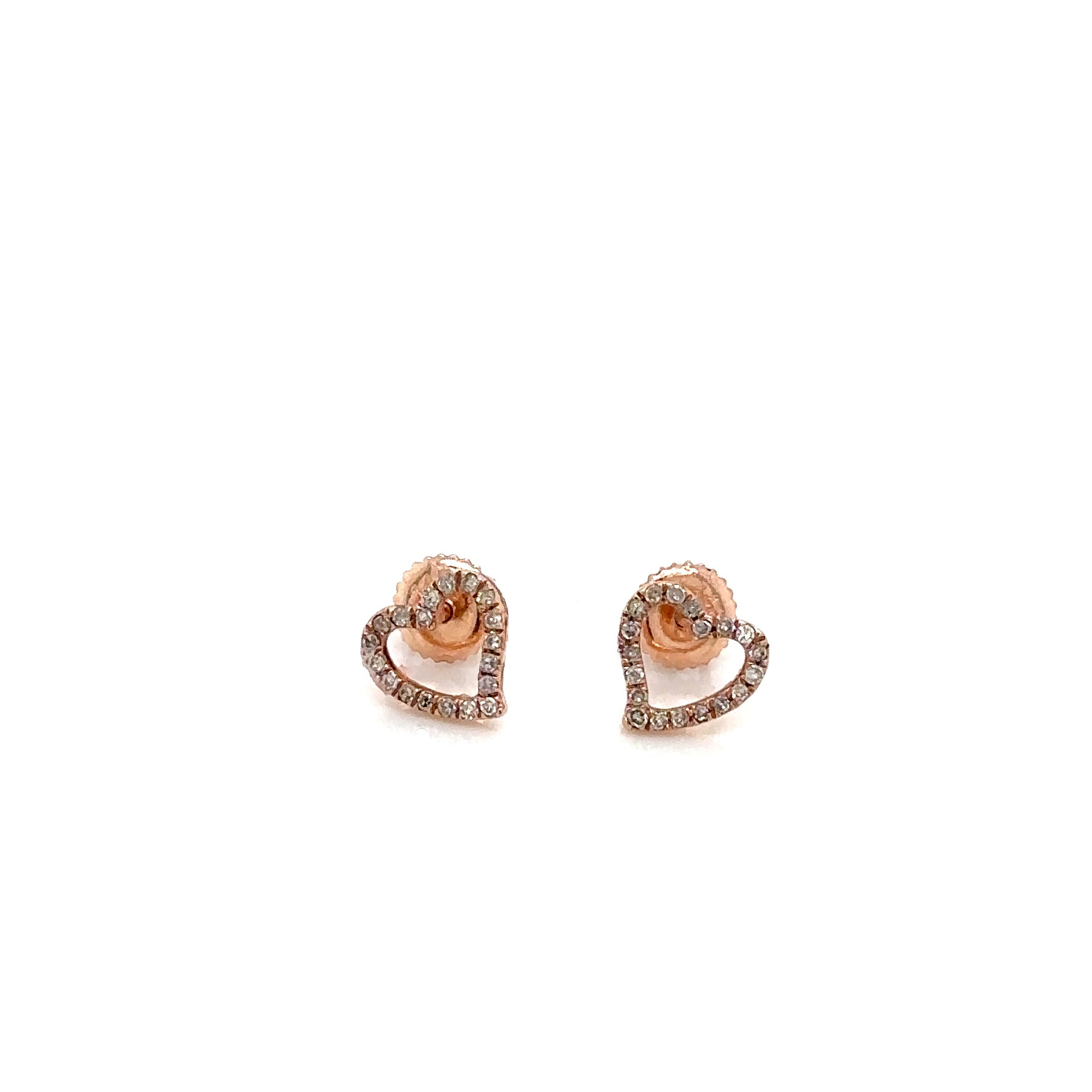14k Gold 0,12Ct Diamond Earrings, Real Diamond Earrings,14K Solid Gold Heart Ear image 1