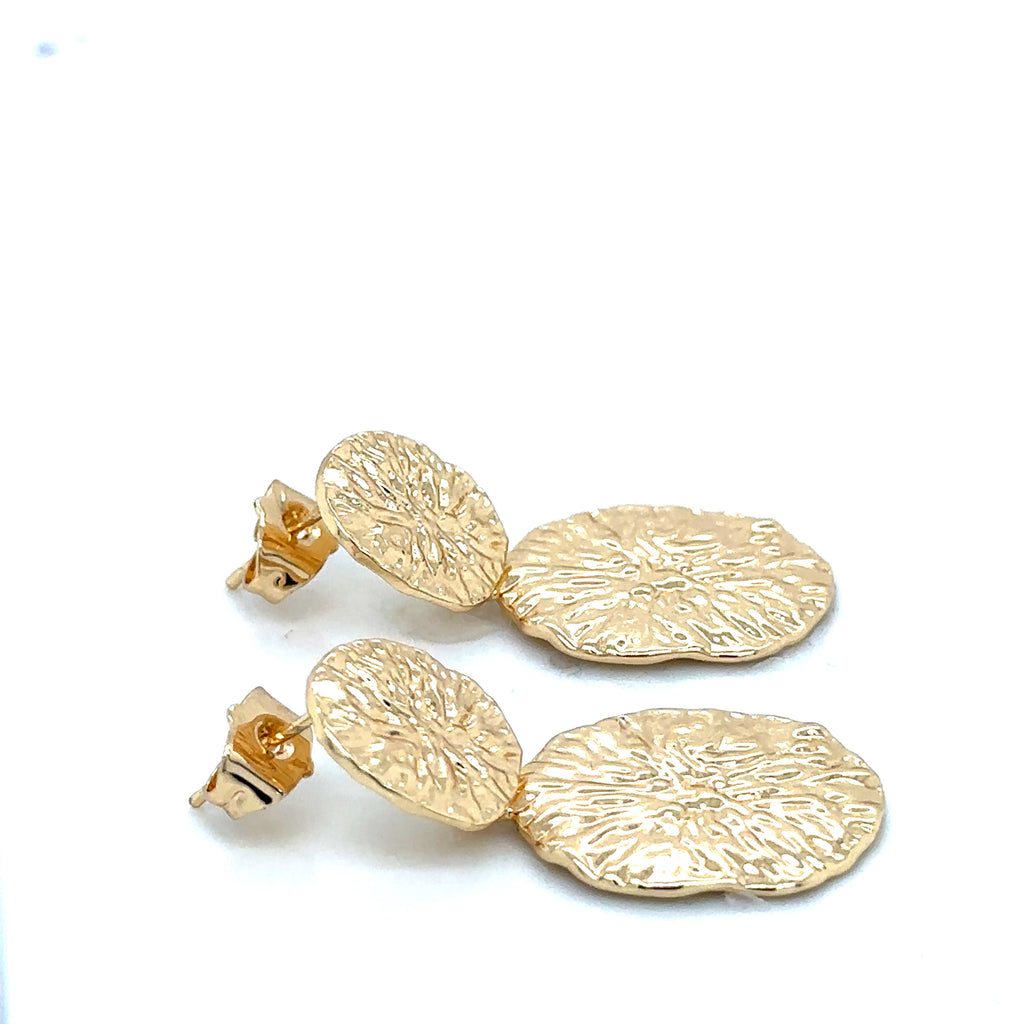 Textured Gold-Plated Disc Dangle Earrings image 2