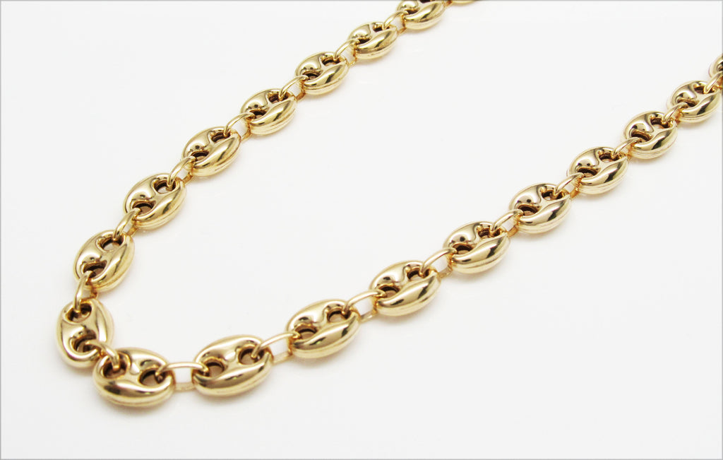 Puffed Mariner Anchor Link Chain Real 14K Yellow Gold-Hollow image 3