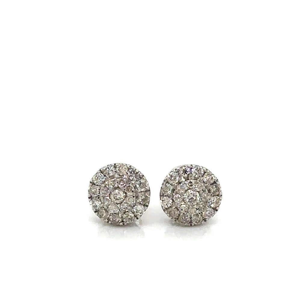 14k Gold 0,58Ct Diamond Earrings, Real Diamond Cluster Earrings, 14K Solid Gold image 0