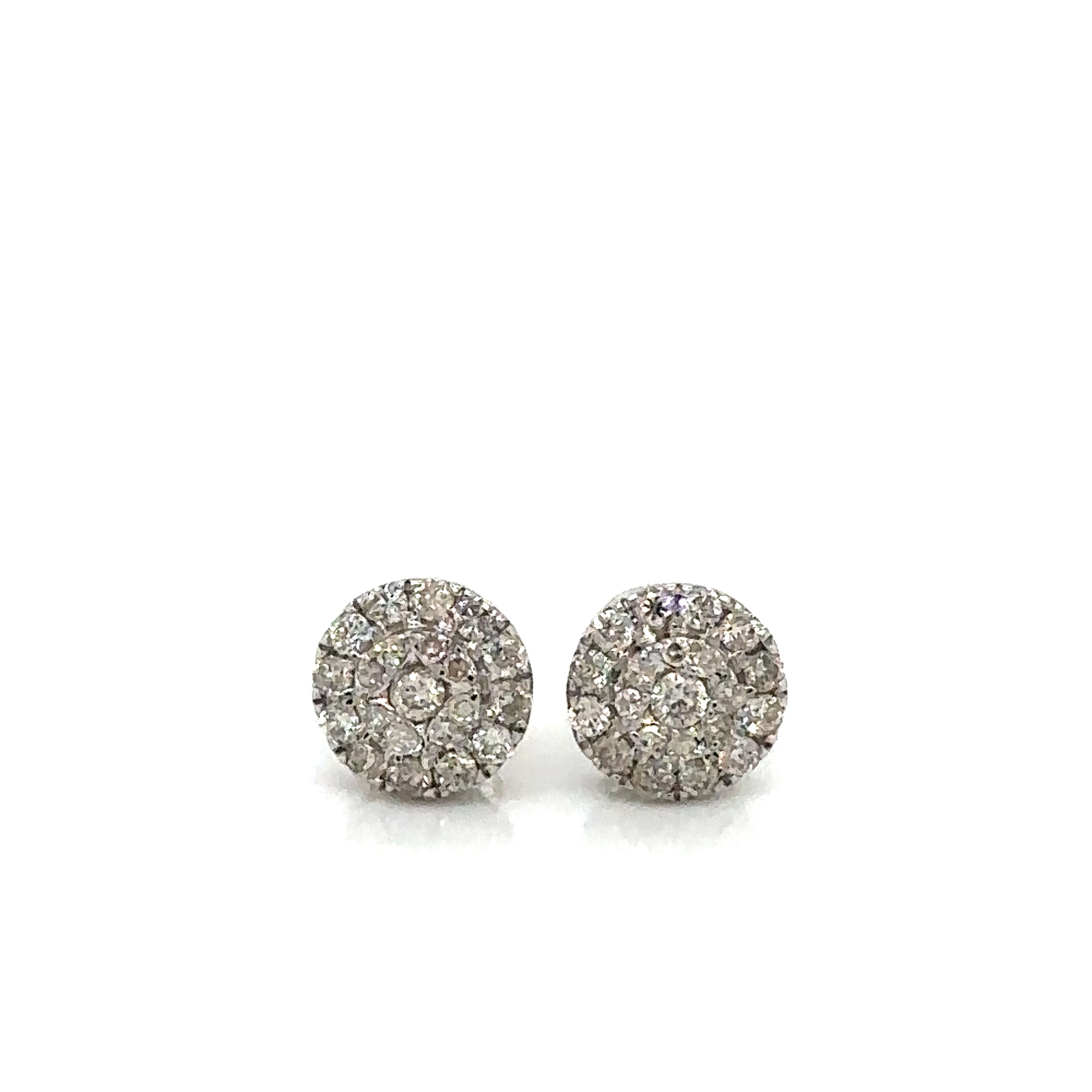 14k Gold 0,58Ct Diamond Earrings, Real Diamond Cluster Earrings, 14K Solid Gold image 0