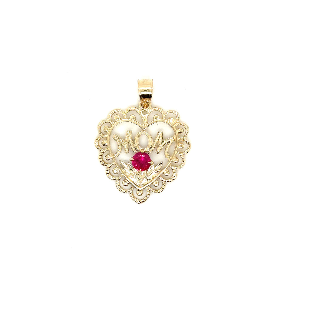 14K Real Gold Heart Shape Mother Pendant image 0