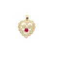 14K Real Gold Heart Shape Mother Pendant image 0