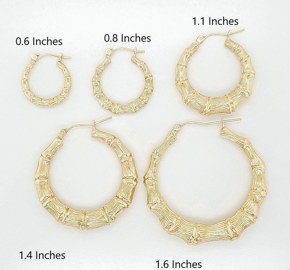 Bamboo Hoop Earring in Yellow Gold image 3