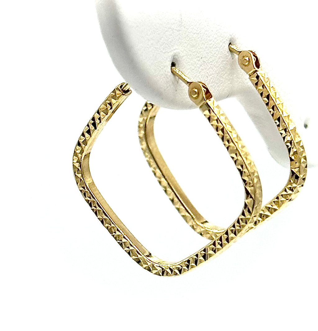 14K Real Gold Diamond Cut Geometric Earrings image 2