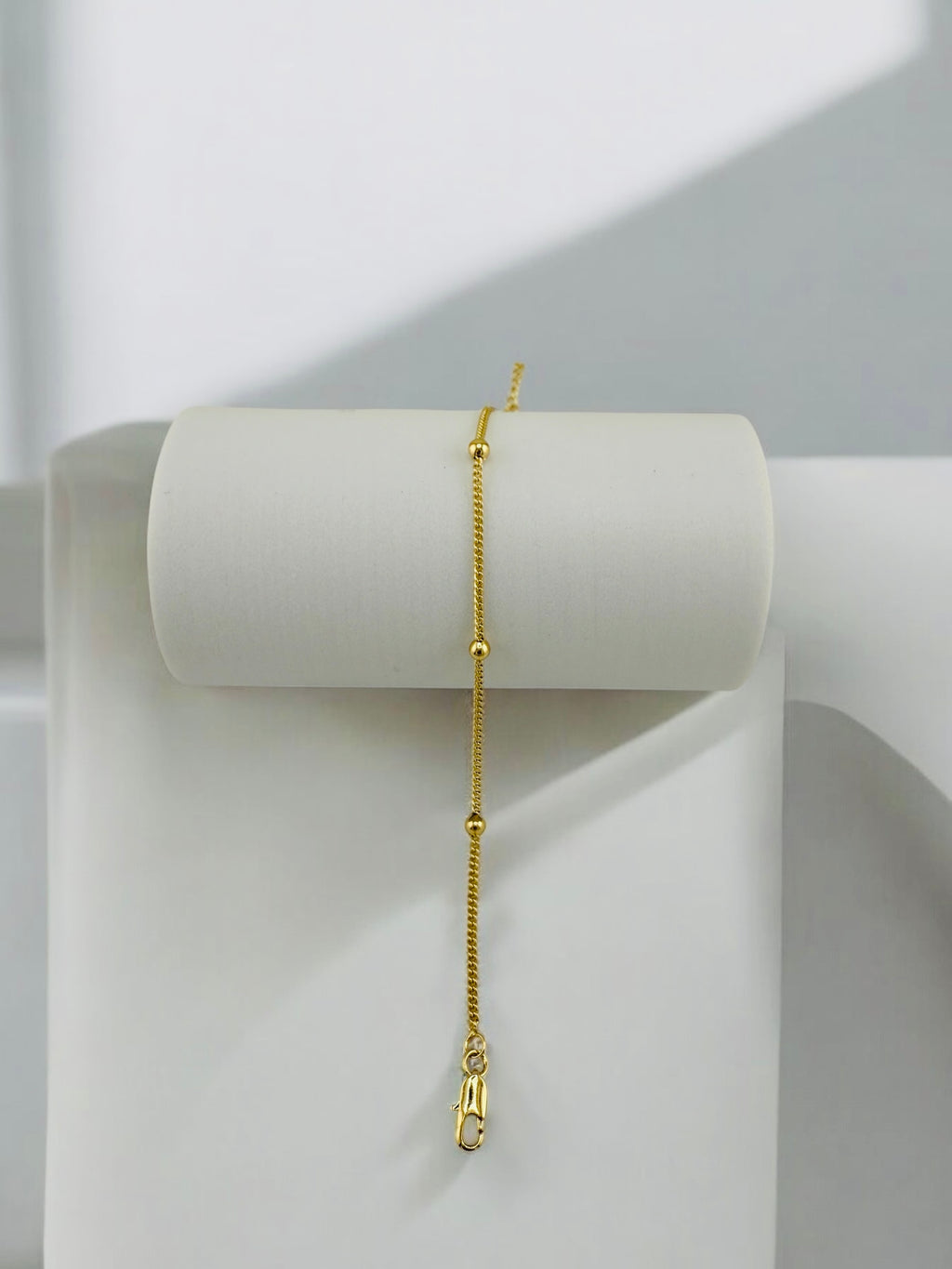 Minimalist Gold-Plated Beaded Anklet with Heart Charm image 2