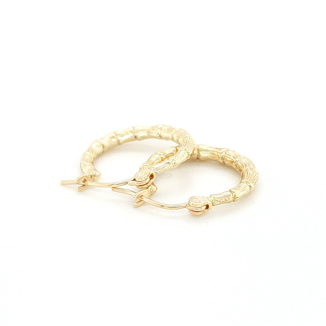 Bamboo Hoop Earring in Yellow Gold image 2