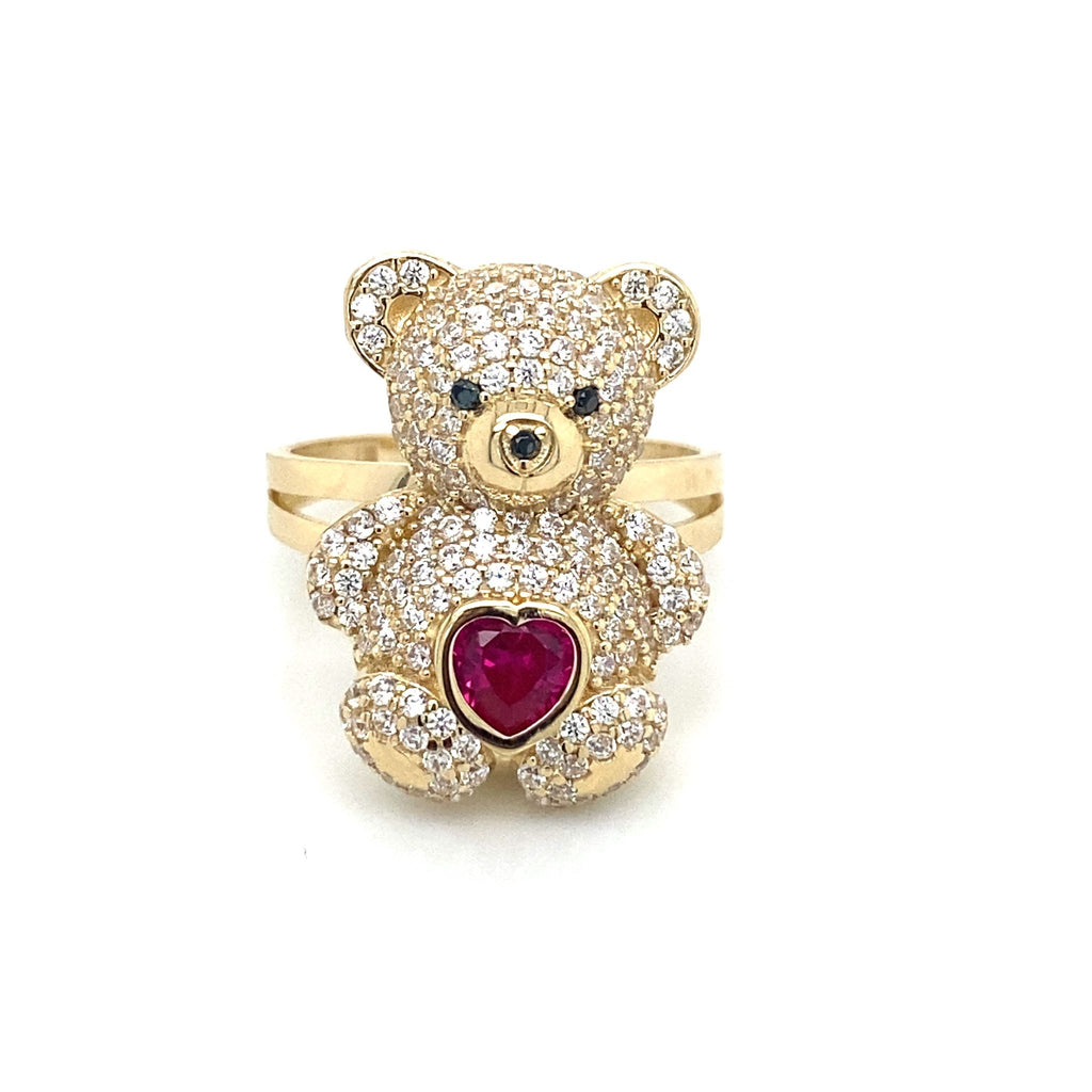 14K Gold Medium  Teddy Bear Ring image 1