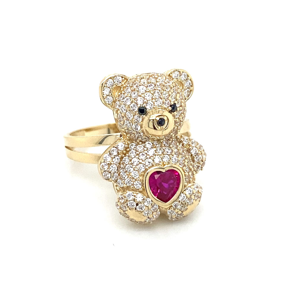 14K Gold Medium Teddy Bear Ring image 2