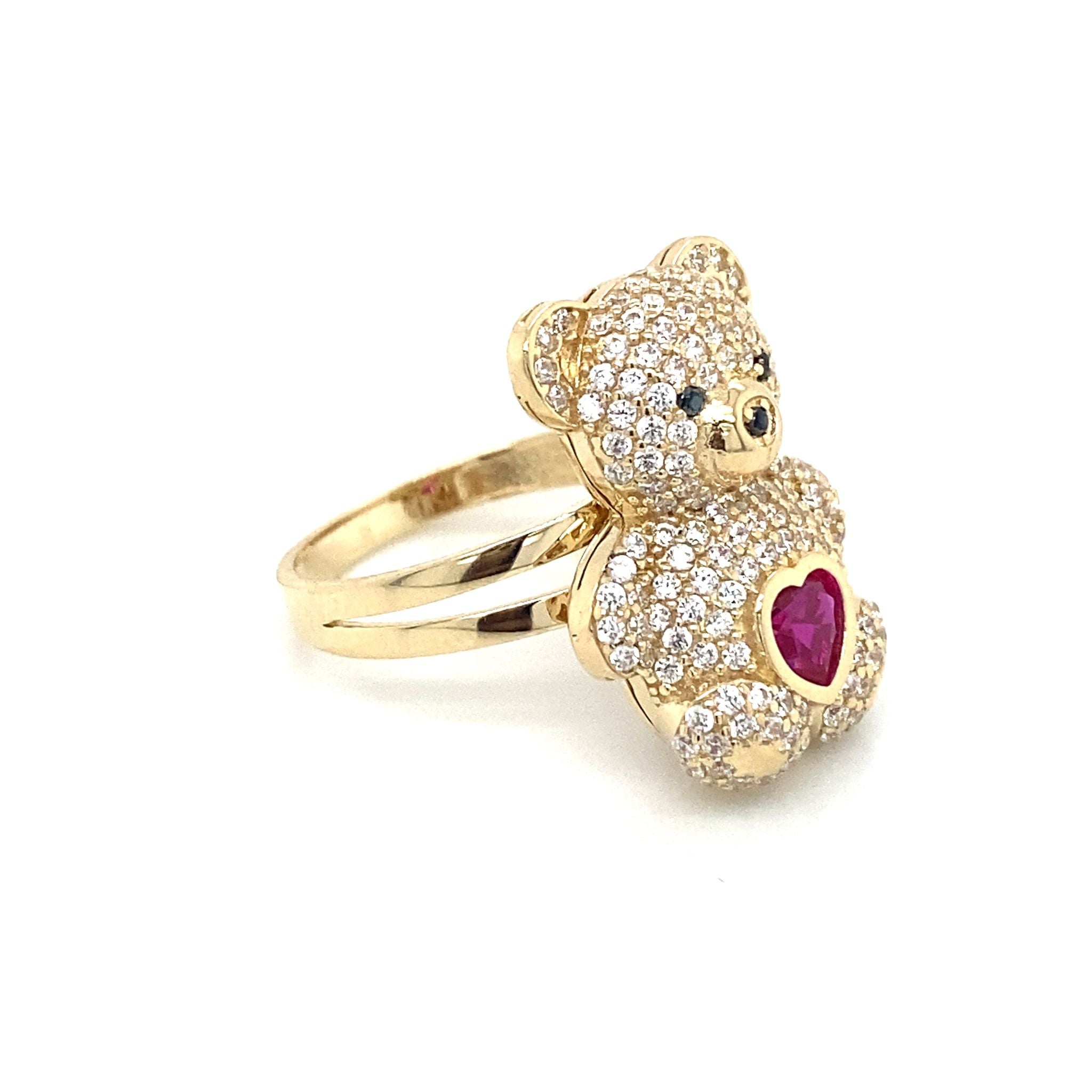 14K Gold Medium  Teddy Bear Ring image 3