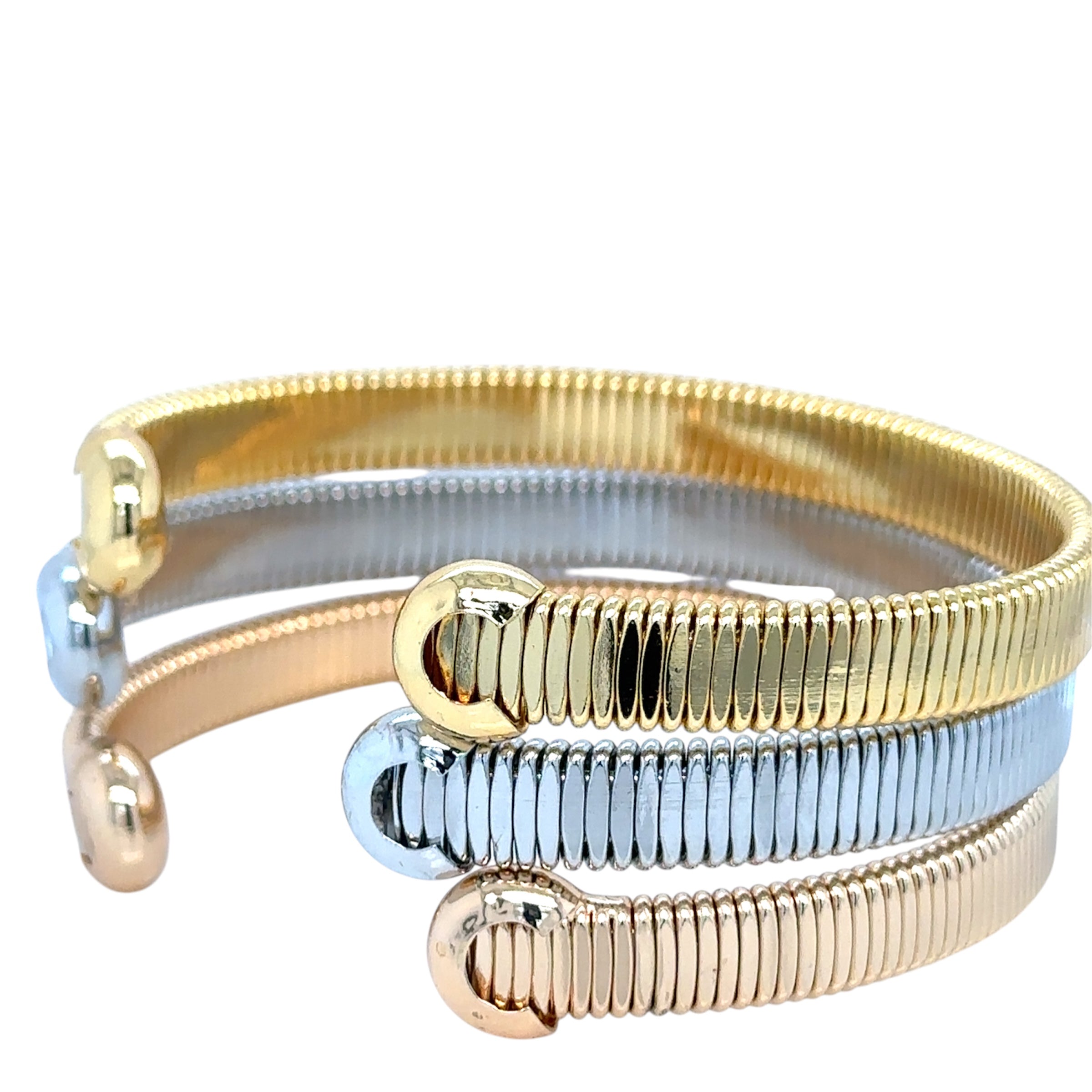 Stylish Gold-Plated Bangle Set with Textured Finish, Wide Cuff Bracelet image 0