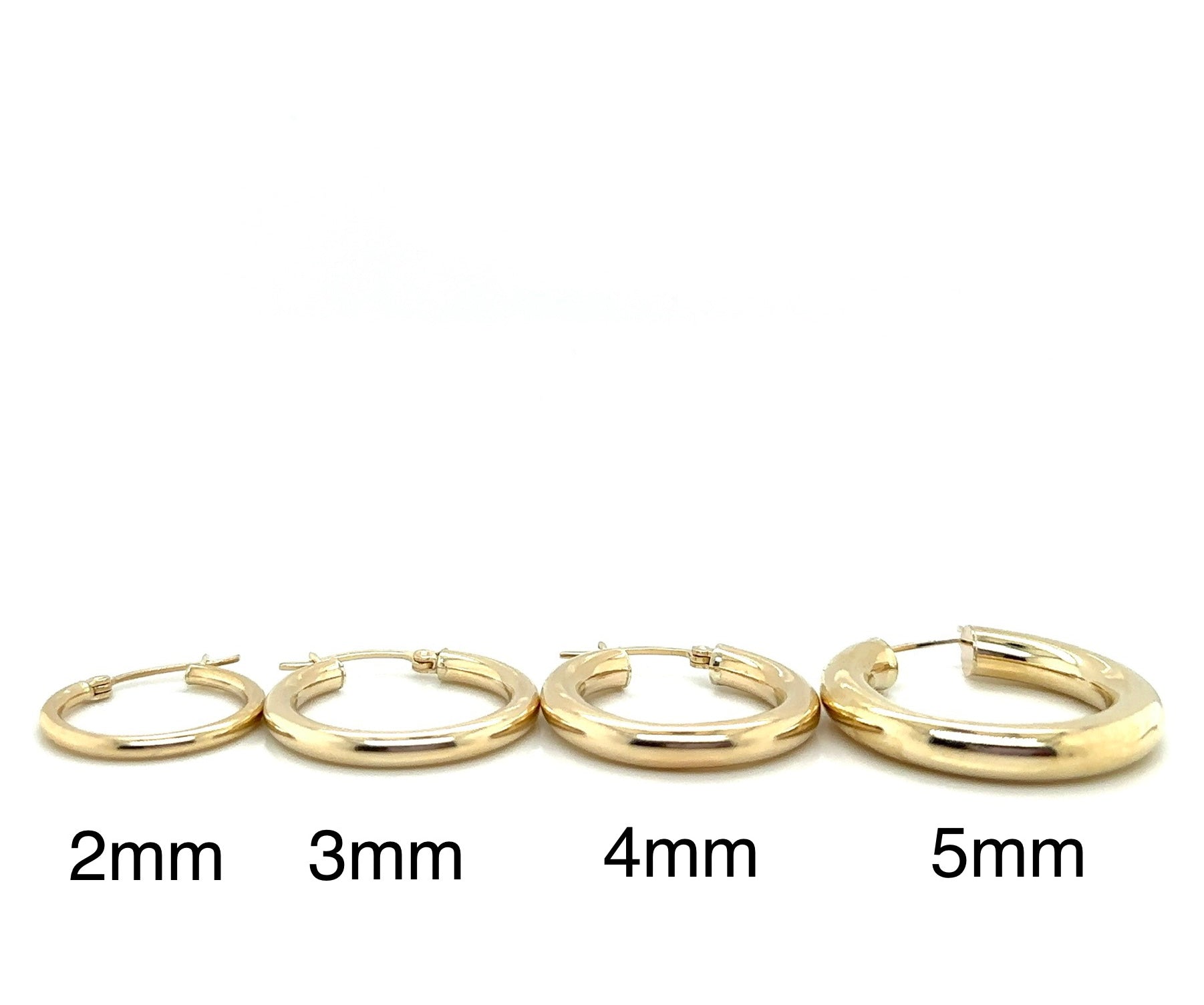 Plain Hoop Earrings in Real 14K Gold image 2