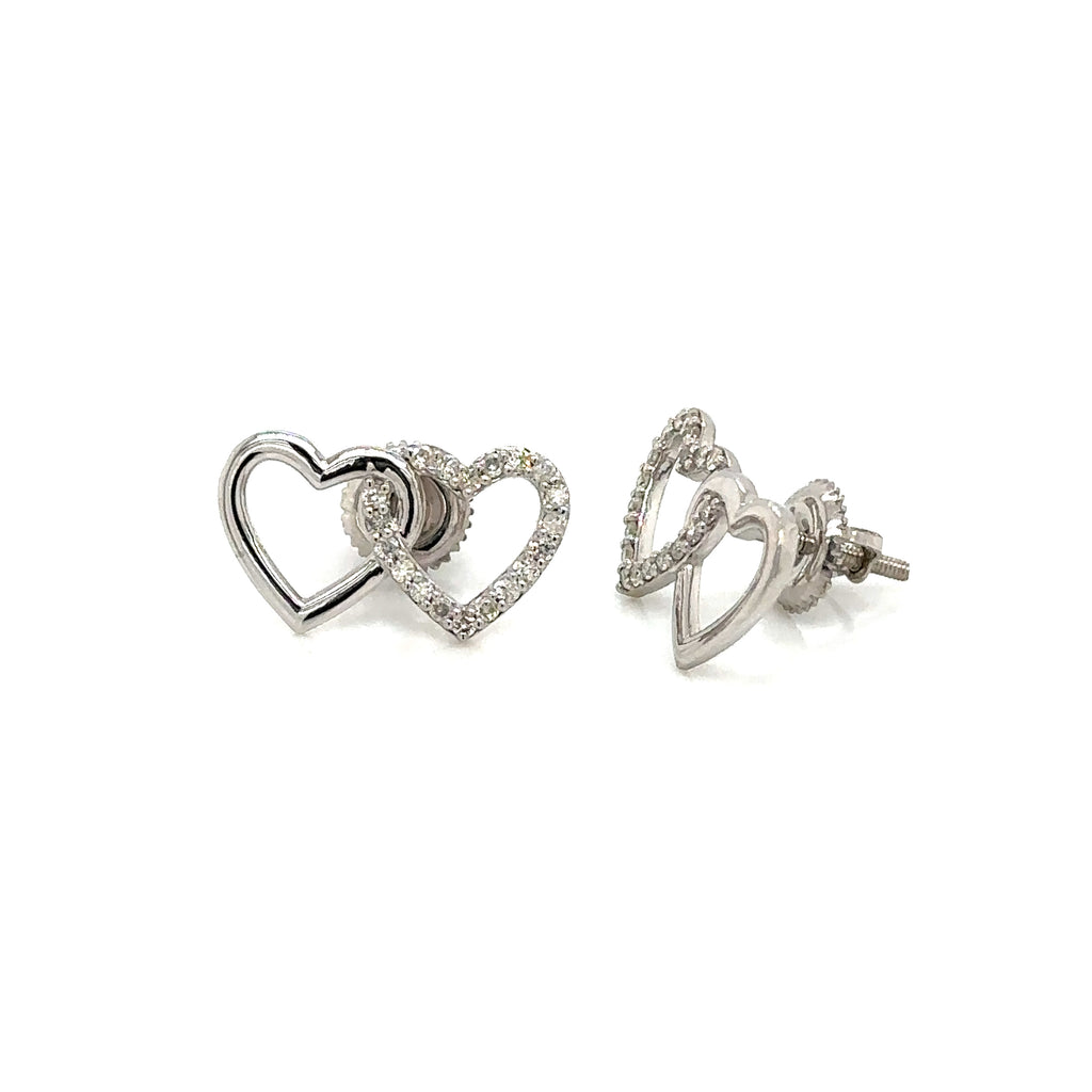 14k Gold 0,30Ct Diamond Earrings,Real Diamond Earrings,14K Solid Gold Heart Earr image 1