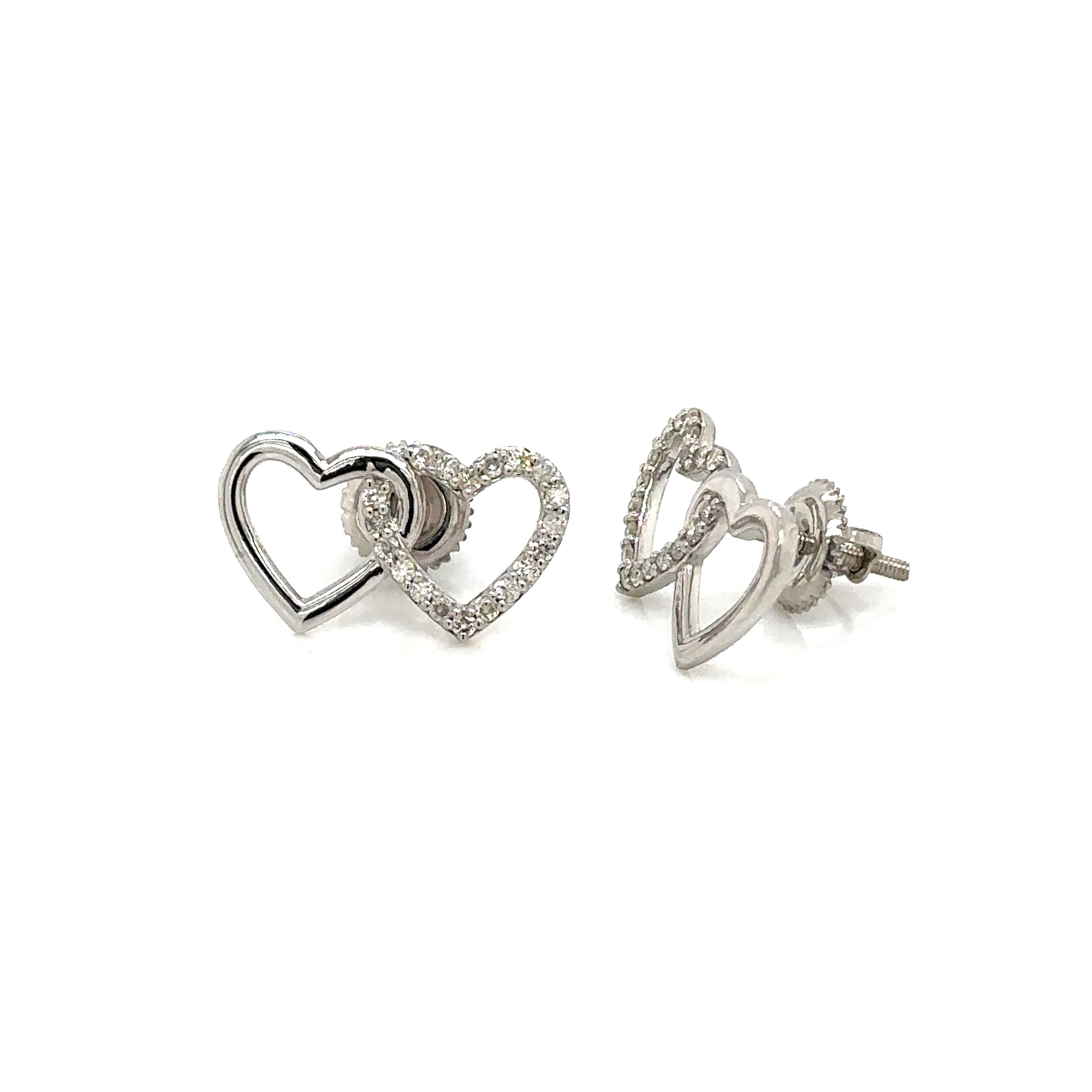 14k Gold 0,30Ct Diamond Earrings,Real Diamond Earrings,14K Solid Gold Heart Earr image 1