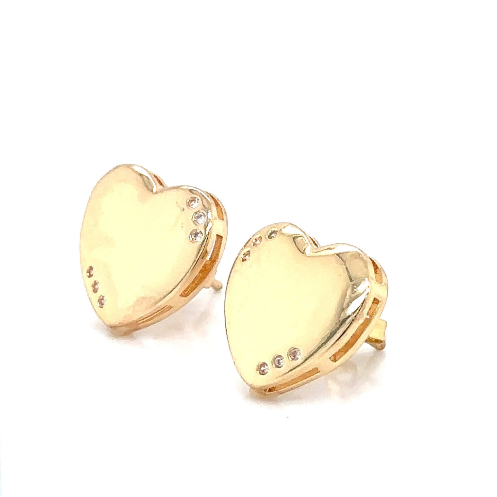 Elegant Heart-Shaped Gold Plated Stud Earrings image 1