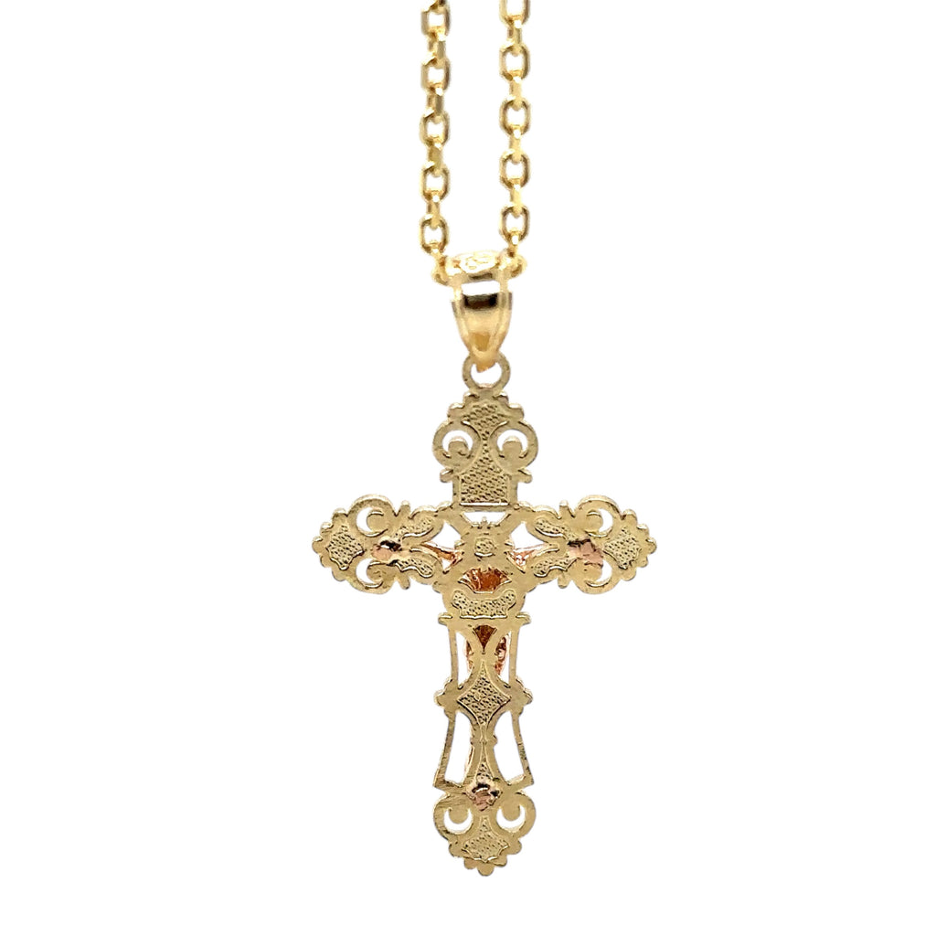 14K Real Gold Cross Pendant - Gold Crucifix Pendant - Unisex Crucifix Pendant  - image 2