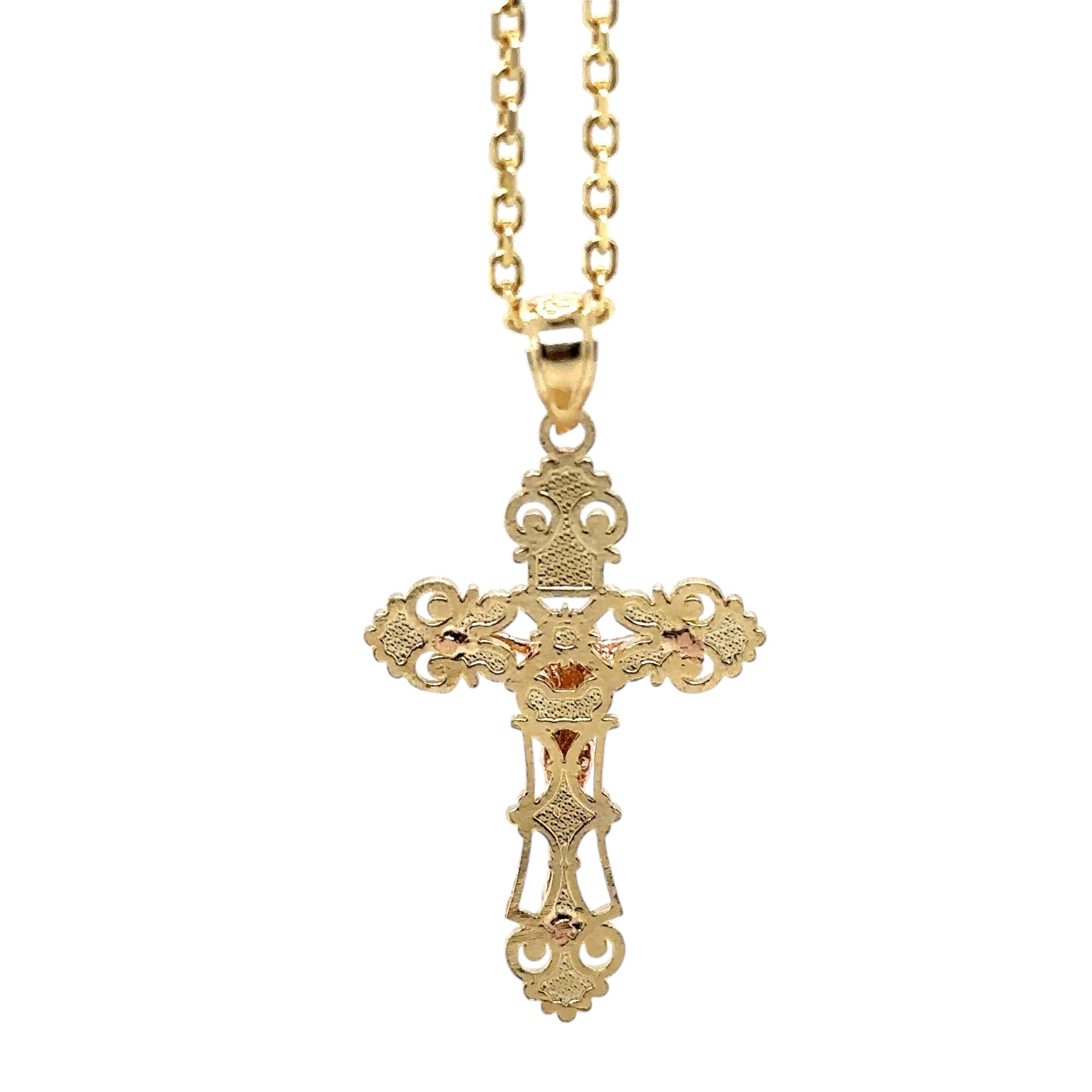 14K Real Gold Cross Pendant - Gold Crucifix Pendant - Unisex Crucifix Pendant  - image 2