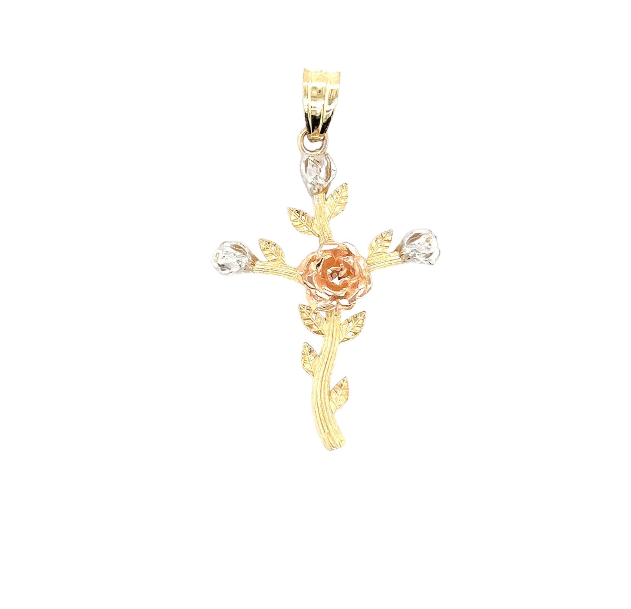 14K Real Gold Cross Pendant - Gold Crucifix Pendant - Unisex Crucifix Pe image 2