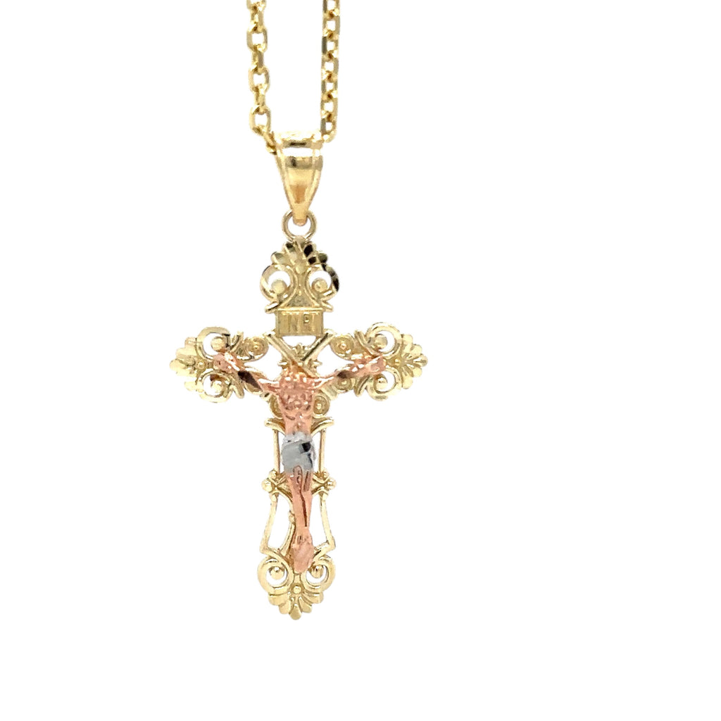 14K Real Gold Cross Pendant - Gold Crucifix Pendant - Unisex Crucifix Pendant  - image 0