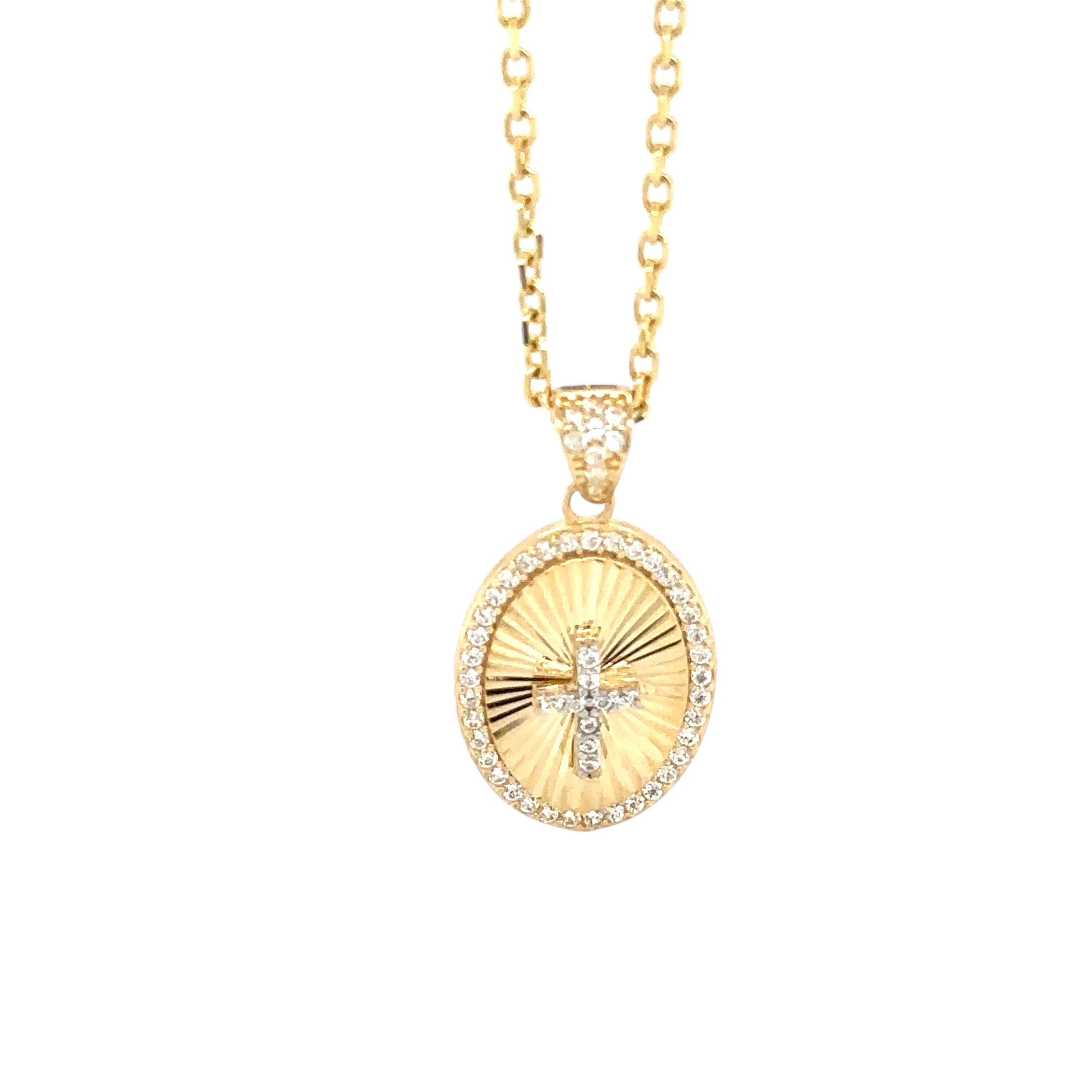 14K Real Gold Cross Pendant - Gold Crucifix Pendant- 14K Gold Medallion Cross Pe image 3