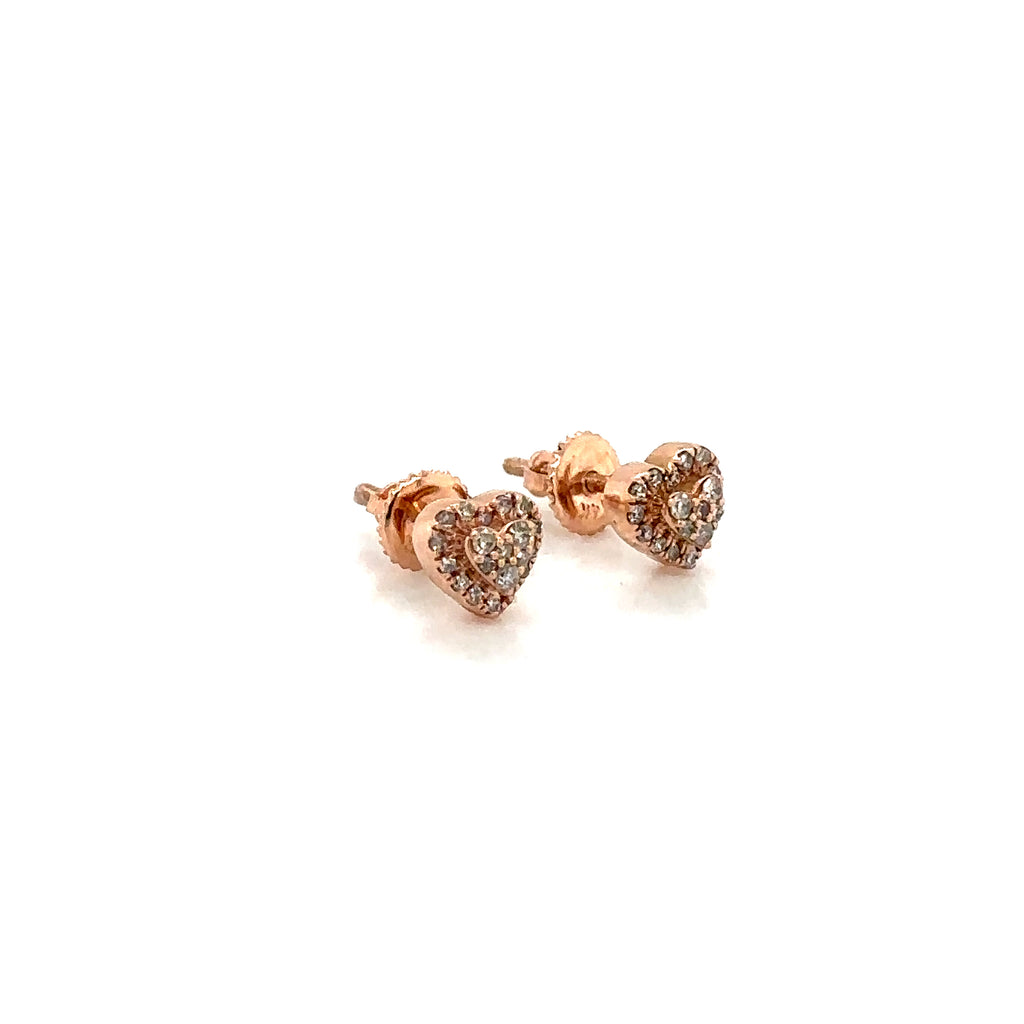 14k Gold 0,18Ct Diamond Earrings, Real Diamond Earrings,14K Solid Gold Heart Ear image 2