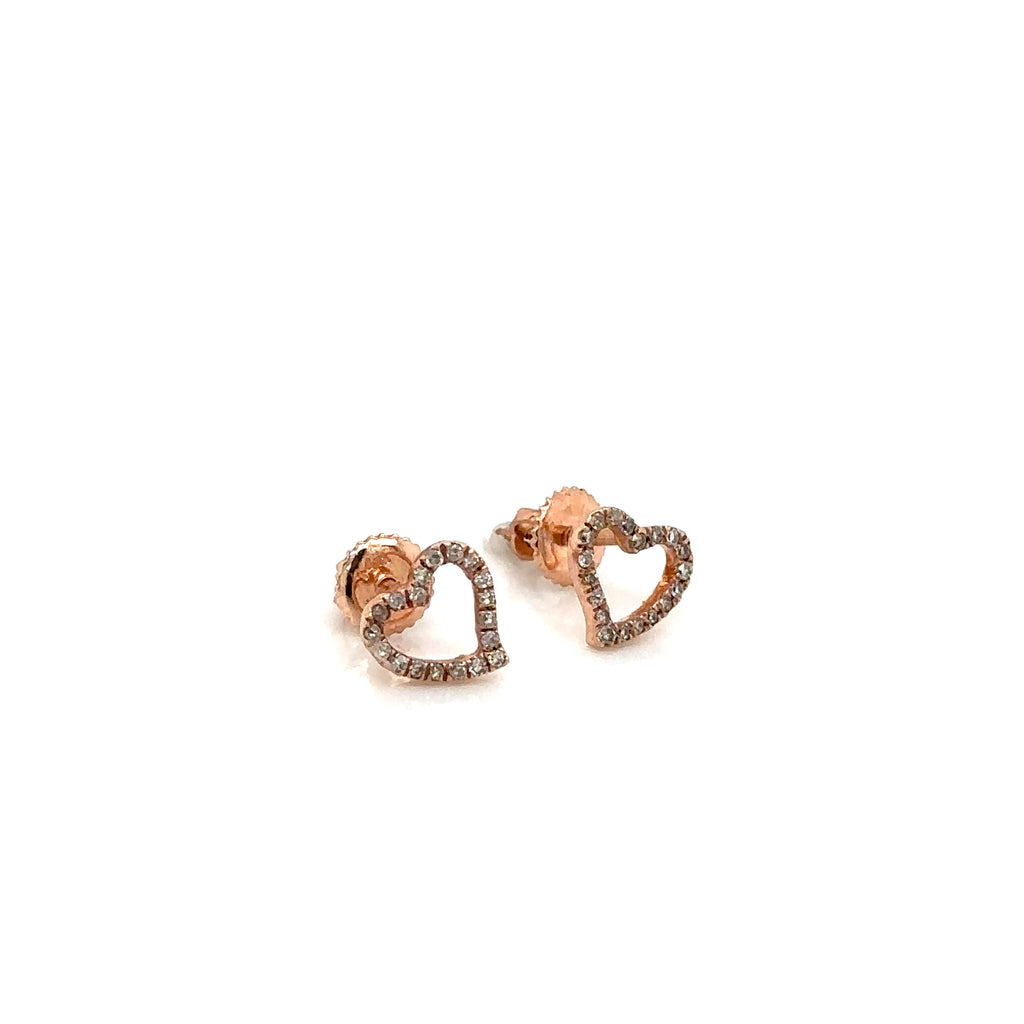 14k Gold 0,12Ct Diamond Earrings, Real Diamond Earrings,14K Solid Gold Heart Ear image 3