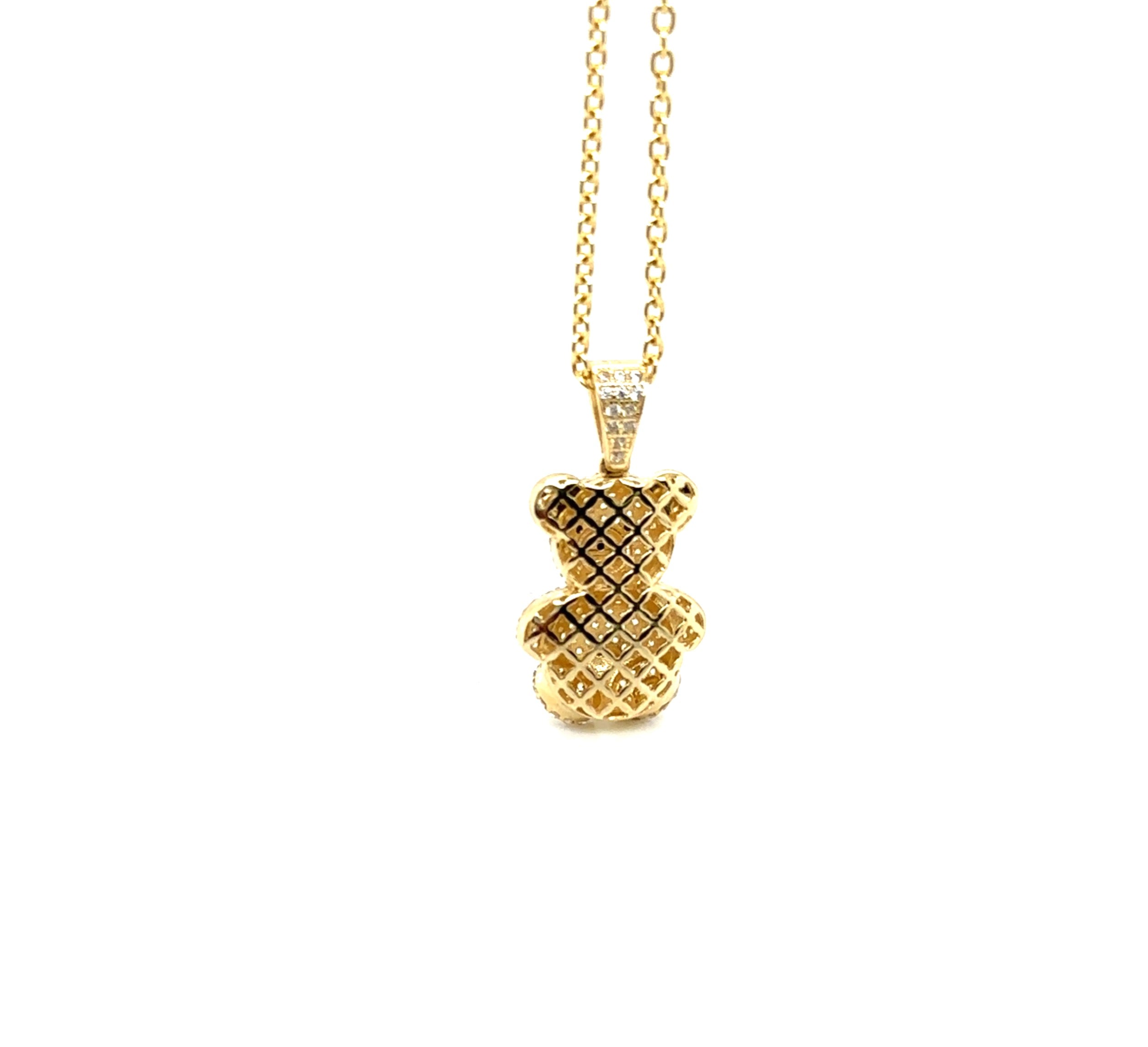 14K Real Gold CZ Teddy Bear Pendant image 2