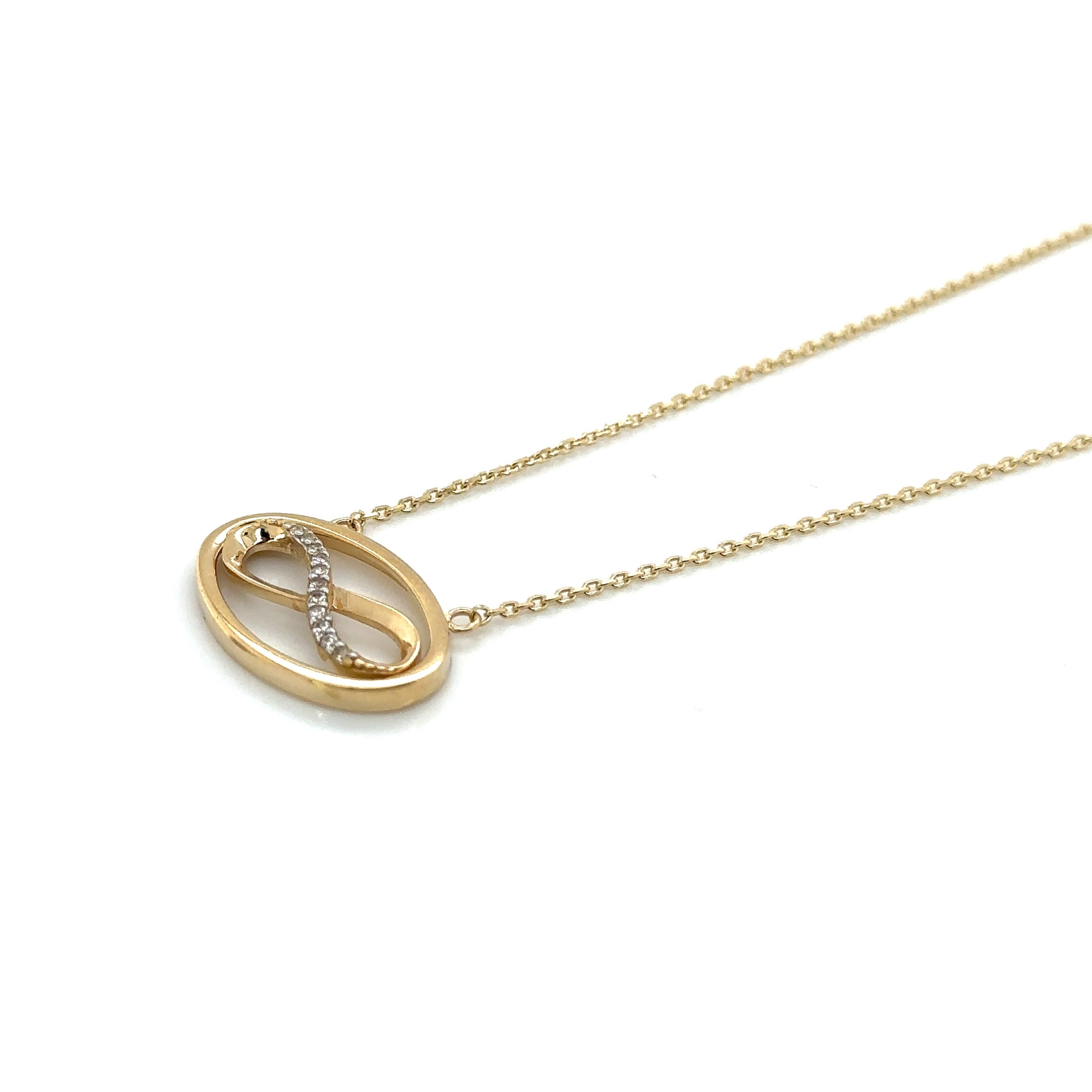 Custom Design Infinity Necklace in Real 14K Gold with Cubic Zirconia image 1