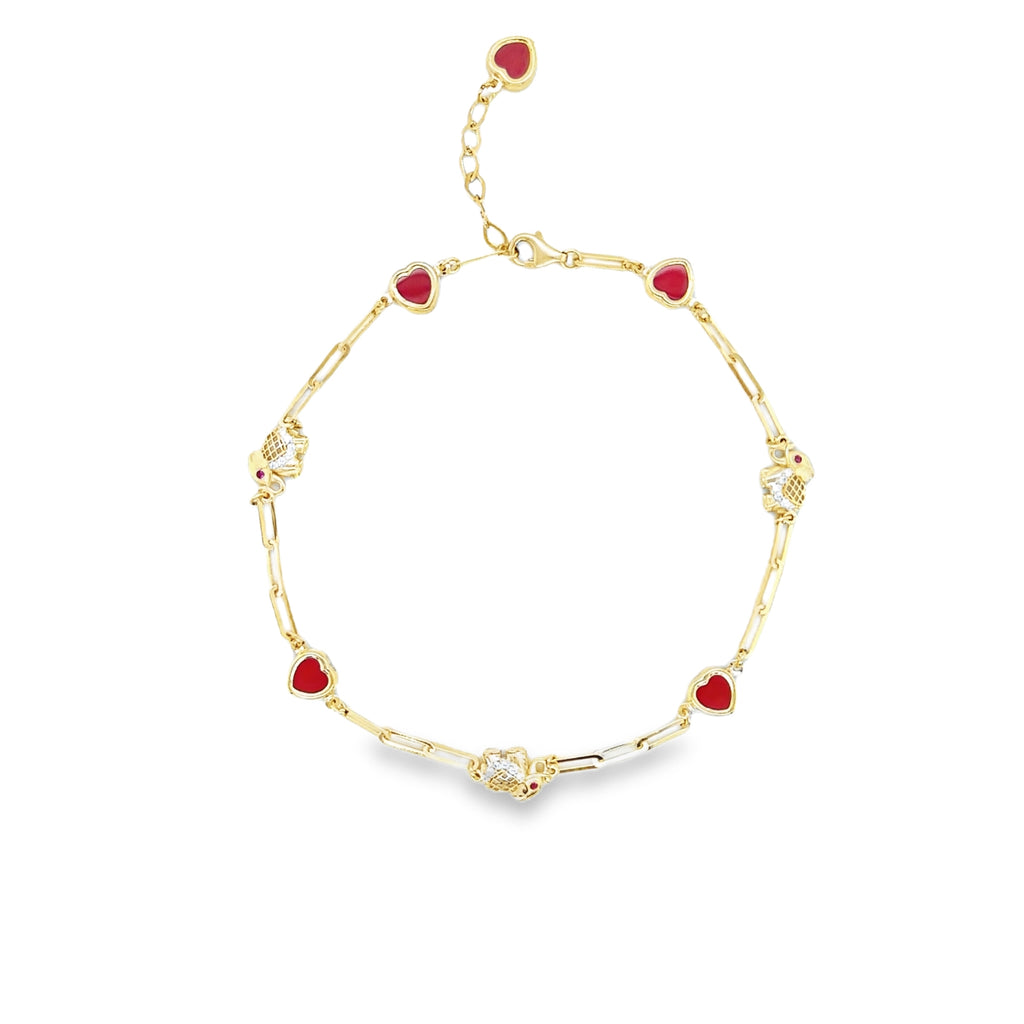 14k Gold Elephant Anklet, Heart Anklet - 14k Gold Anklet - Ankle Bracelet- Ankle image 0