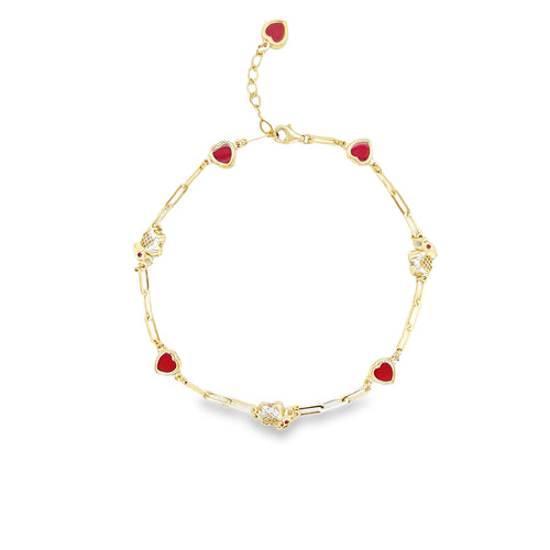 14k Gold Elephant Anklet, Heart Anklet - 14k Gold Anklet - Ankle Bracelet- Ankle image 0