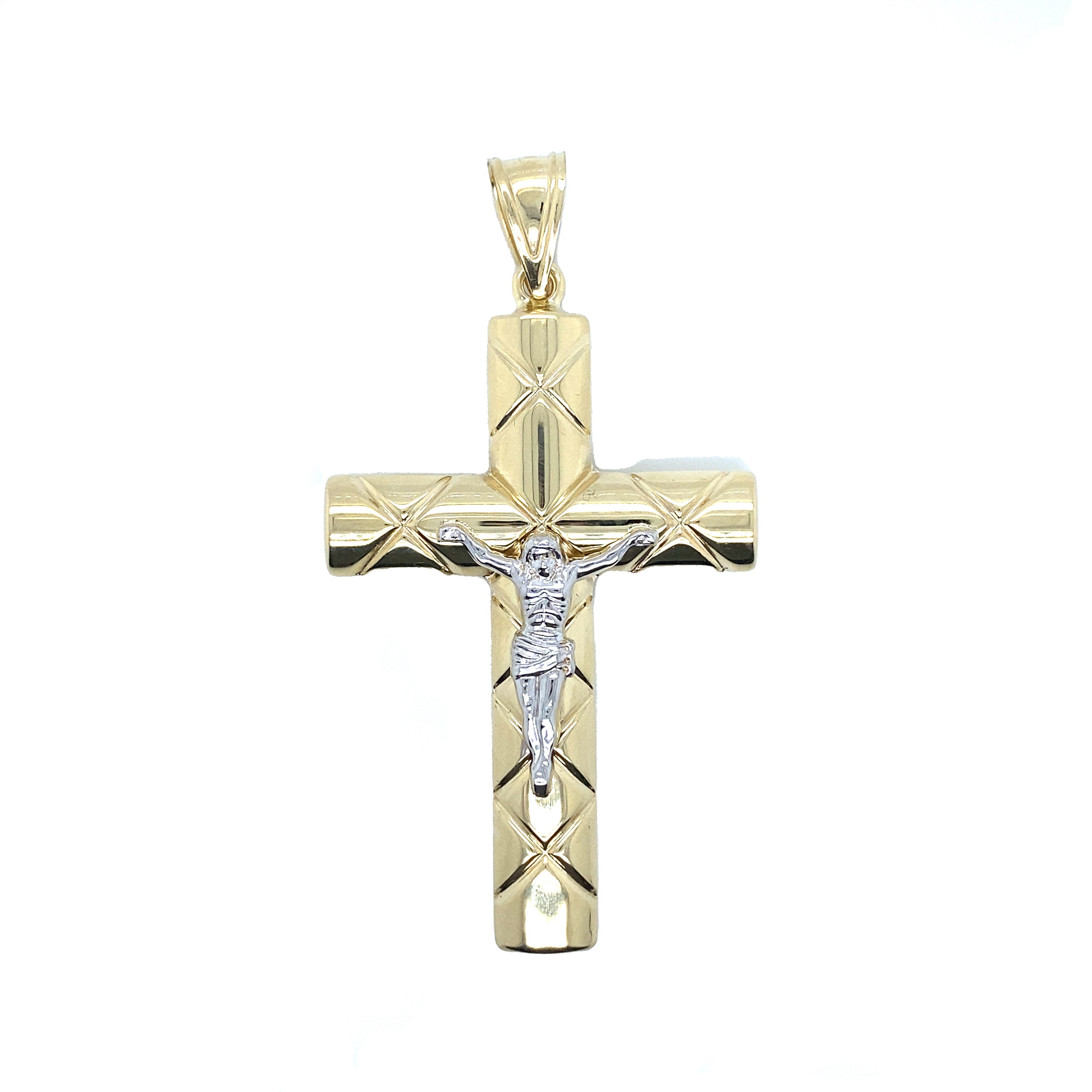 14k Two Tone Hollow Crucifix Pendant image 0