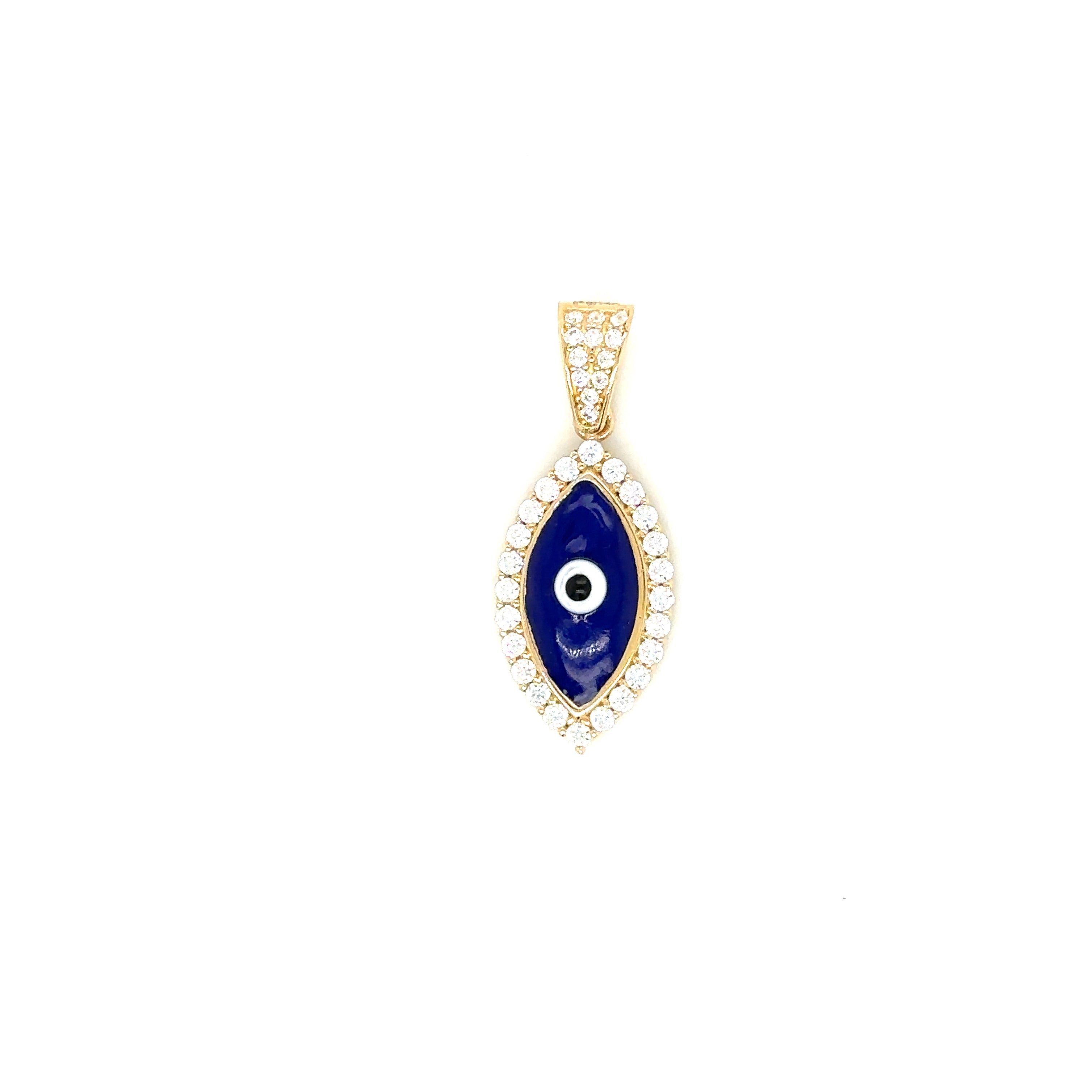 14K Real Gold Evil Eye Pendant image 0